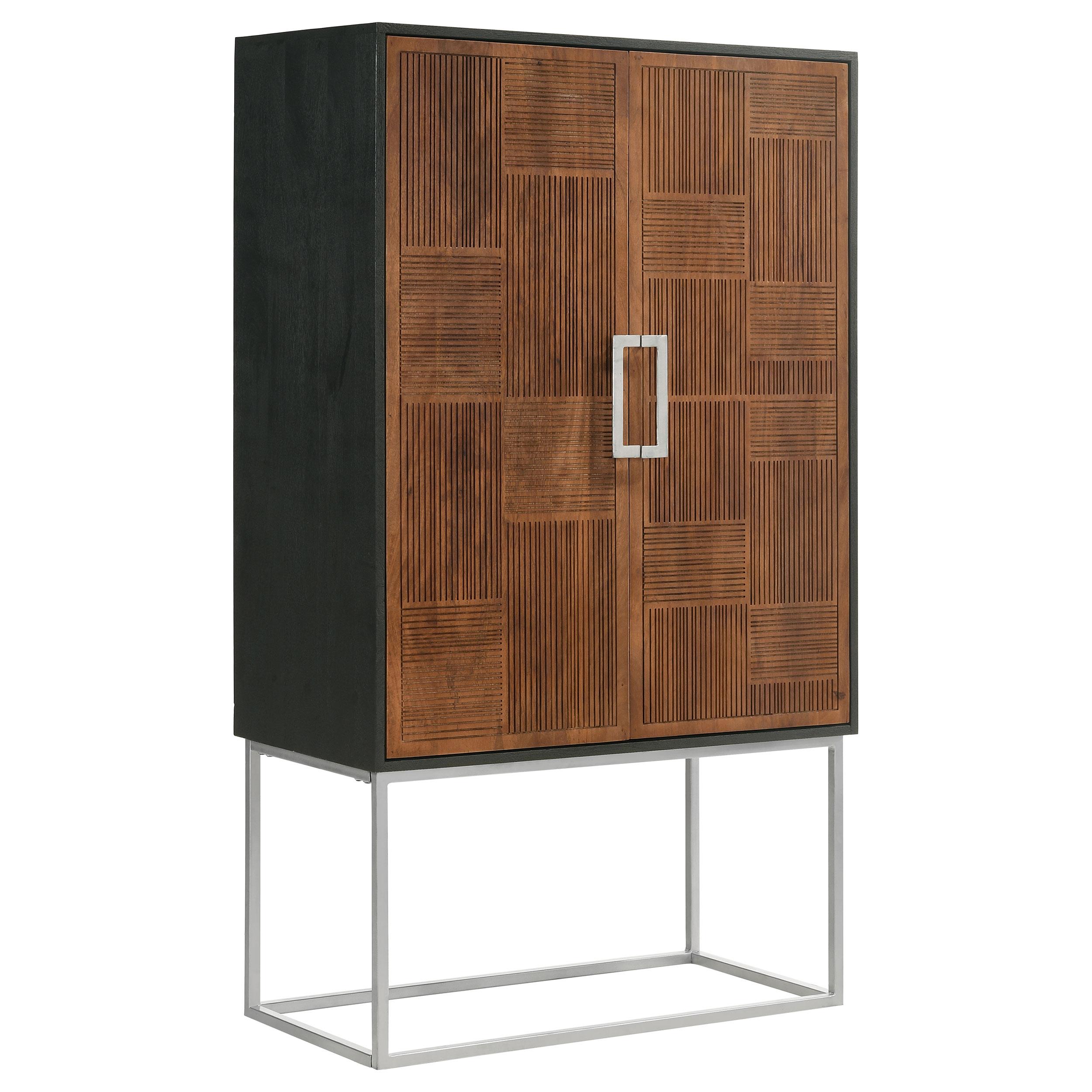 Coaster Furniture Borman 950318 2-door Home Bar Cabinet Wine Storage – Walnut and Black