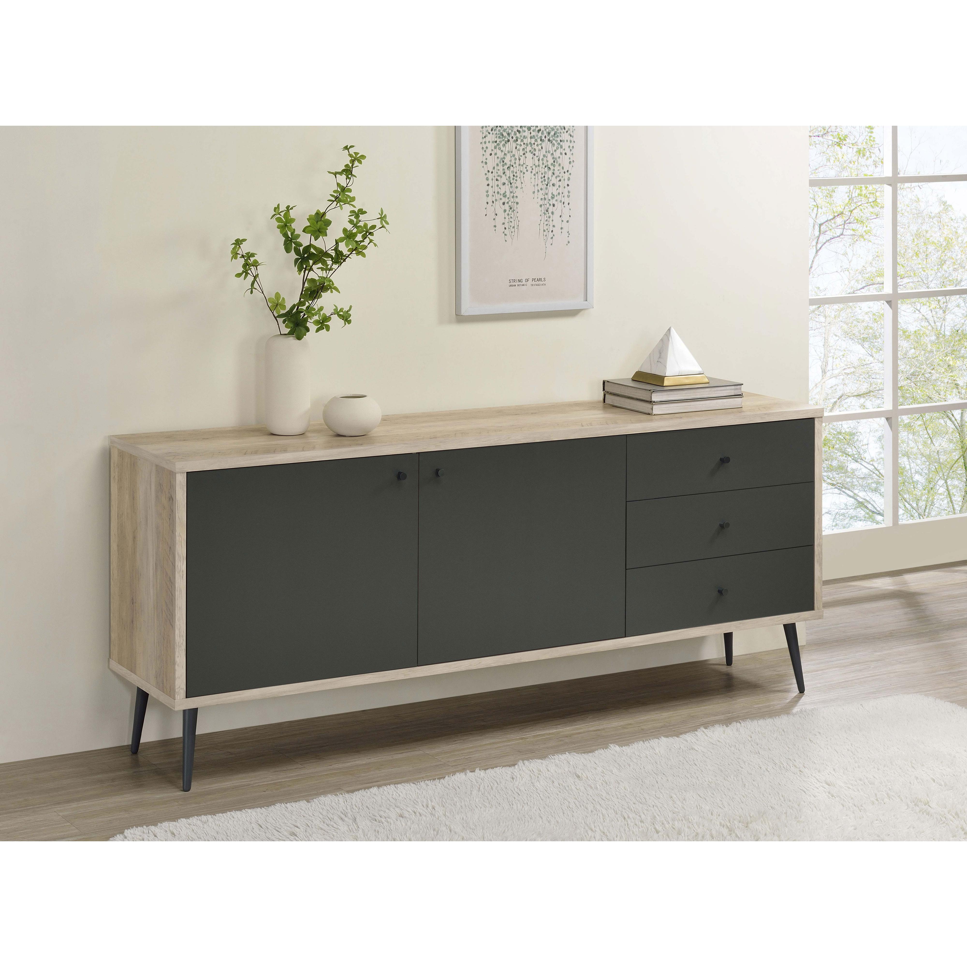 Coaster Furniture Maeve 950352 2-door Engineered Wood Cabinet - Antique Pine and Grey - Image 2