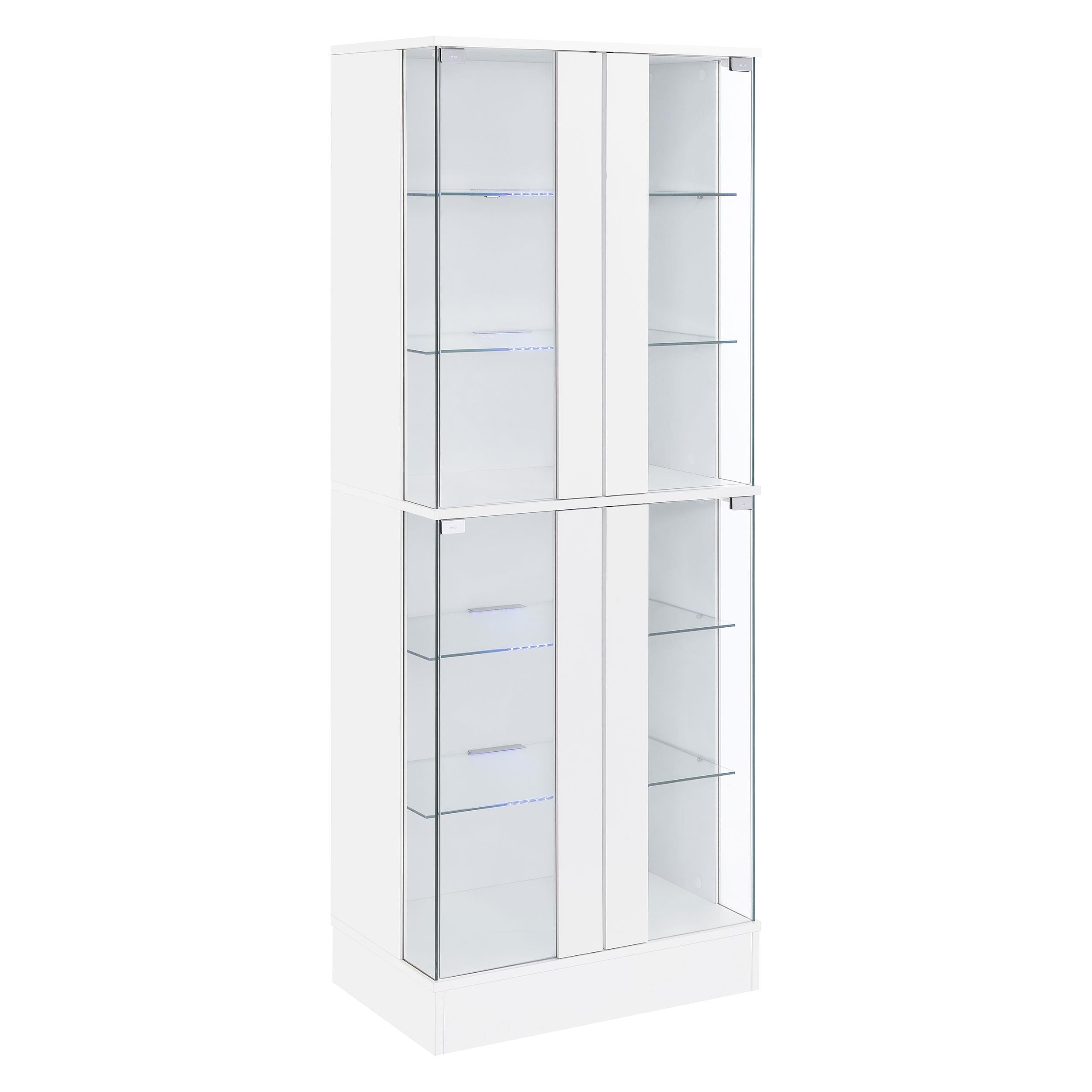 Coaster Furniture Cabra 950397 4-door LED Curio Display Cabinet - White High Gloss - Image 2