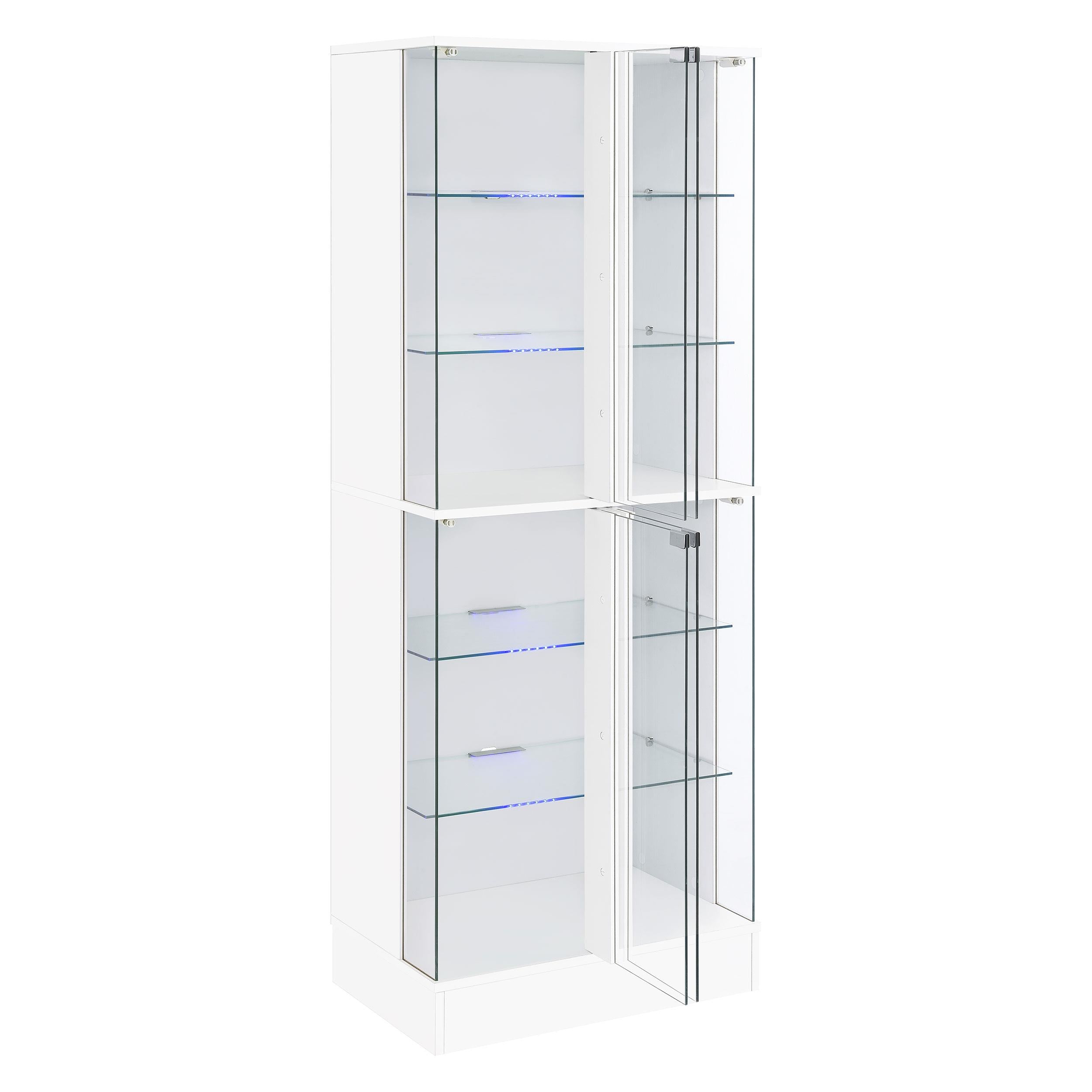 Coaster Furniture Cabra 950397 4-door LED Curio Display Cabinet - White High Gloss - Image 3