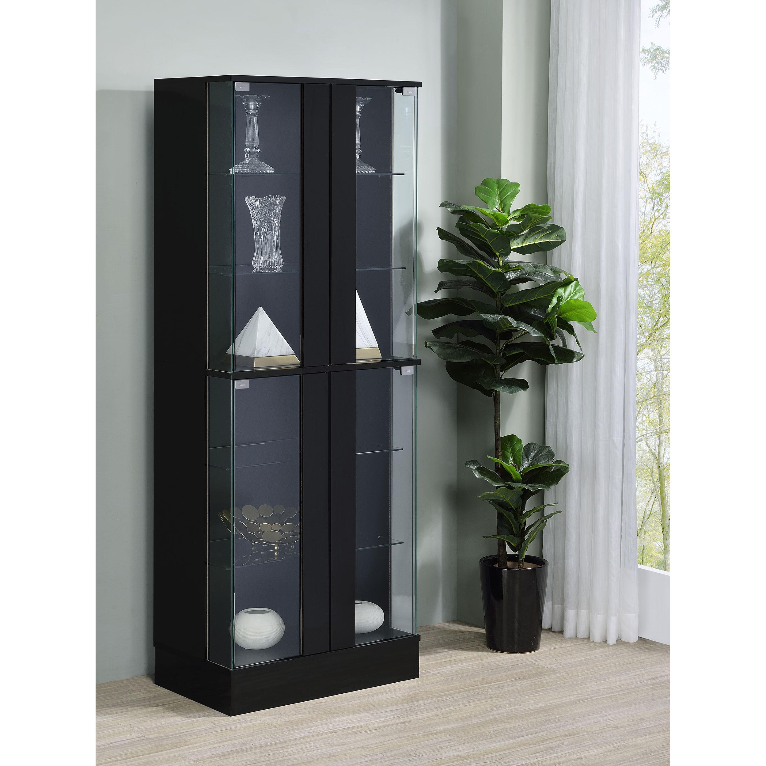 Coaster Furniture Cabra 950398 4-door LED Curio Display Cabinet - Black High Gloss - Image 2