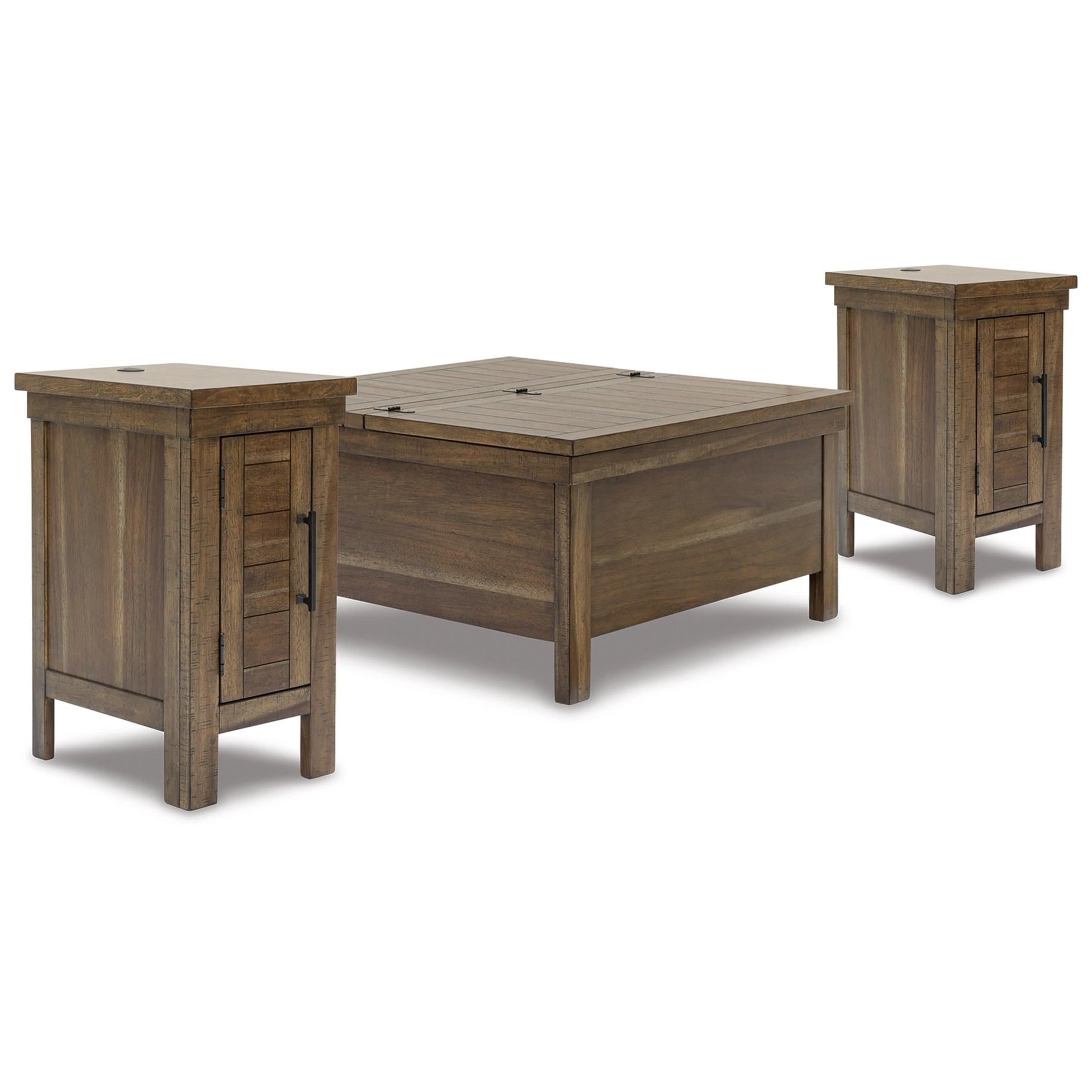 Signature Design by Ashley Moriville T731T2 Lift-top Coffee Table and 2 Chairside End Tables - Image 1