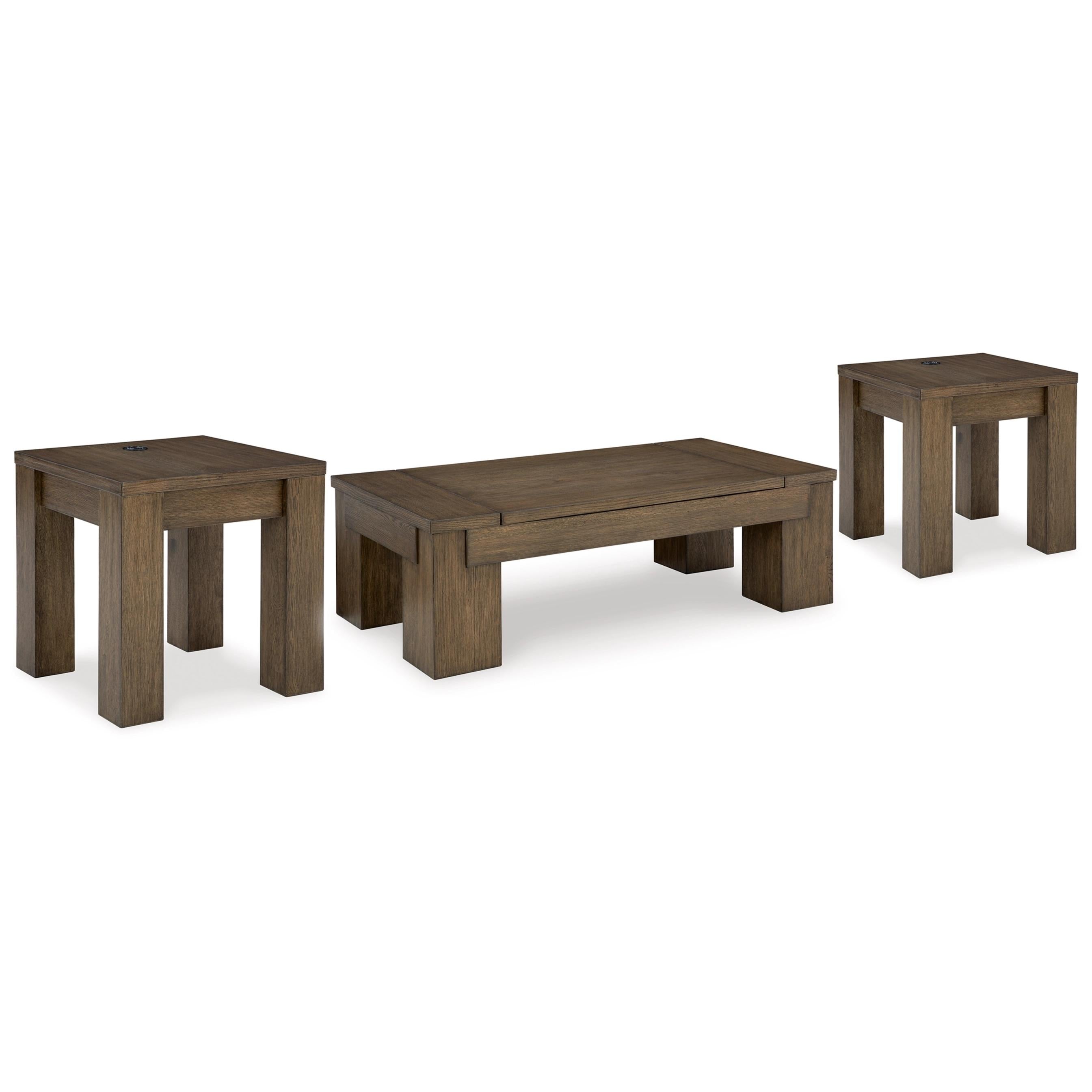 Signature Design by Ashley Rosswain T763T1 Lift-top Coffee Table and 2 End Tables - Image 1