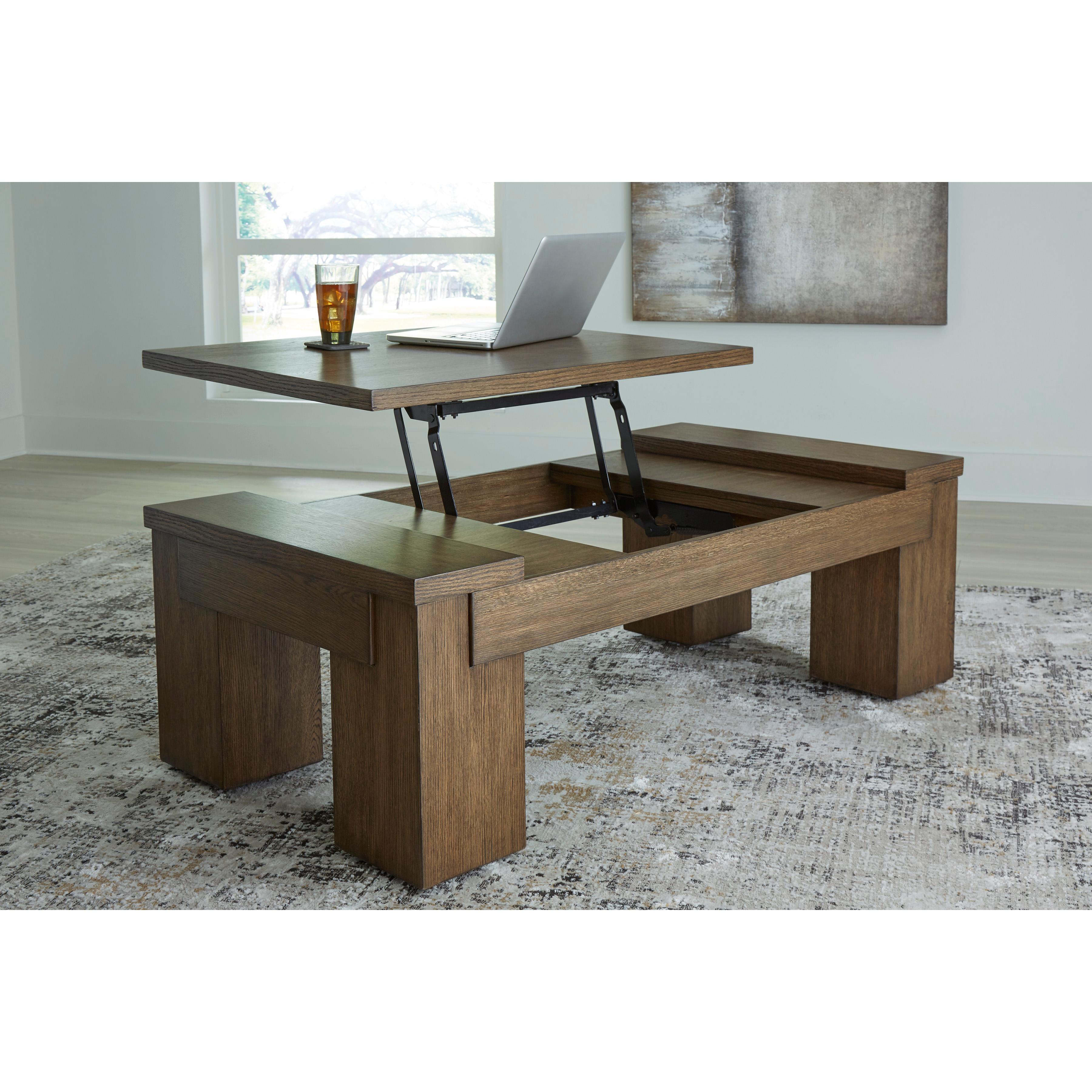 Signature Design by Ashley Rosswain T763T1 Lift-top Coffee Table and 2 End Tables - Image 3