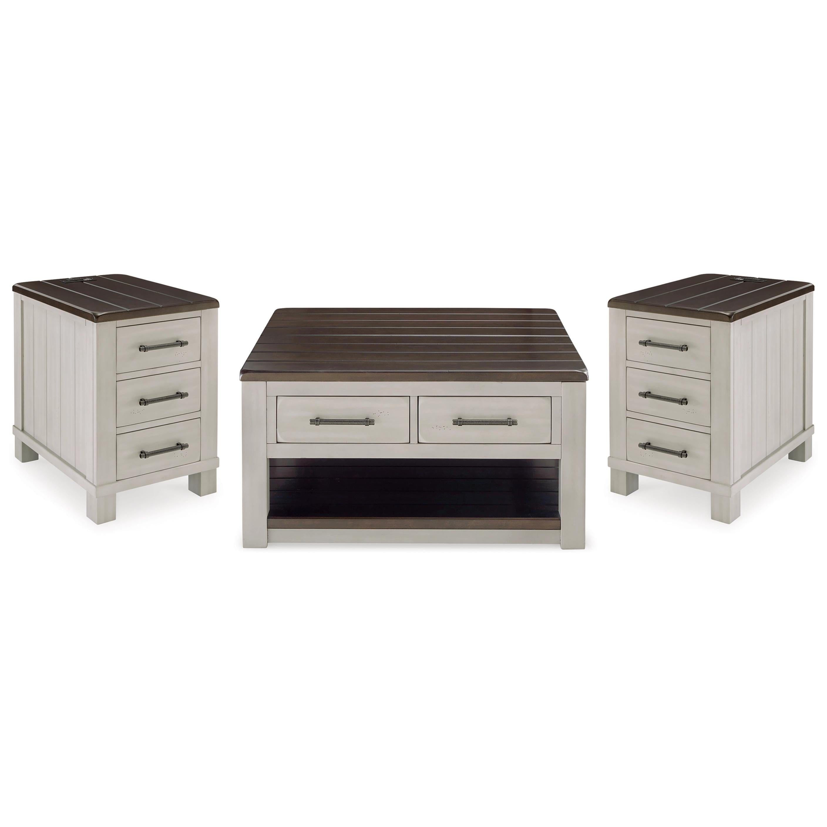 Signature Design by Ashley Darborn T796T1 Lift-top Coffee Table and 2 Chairside End Tables - Image 1