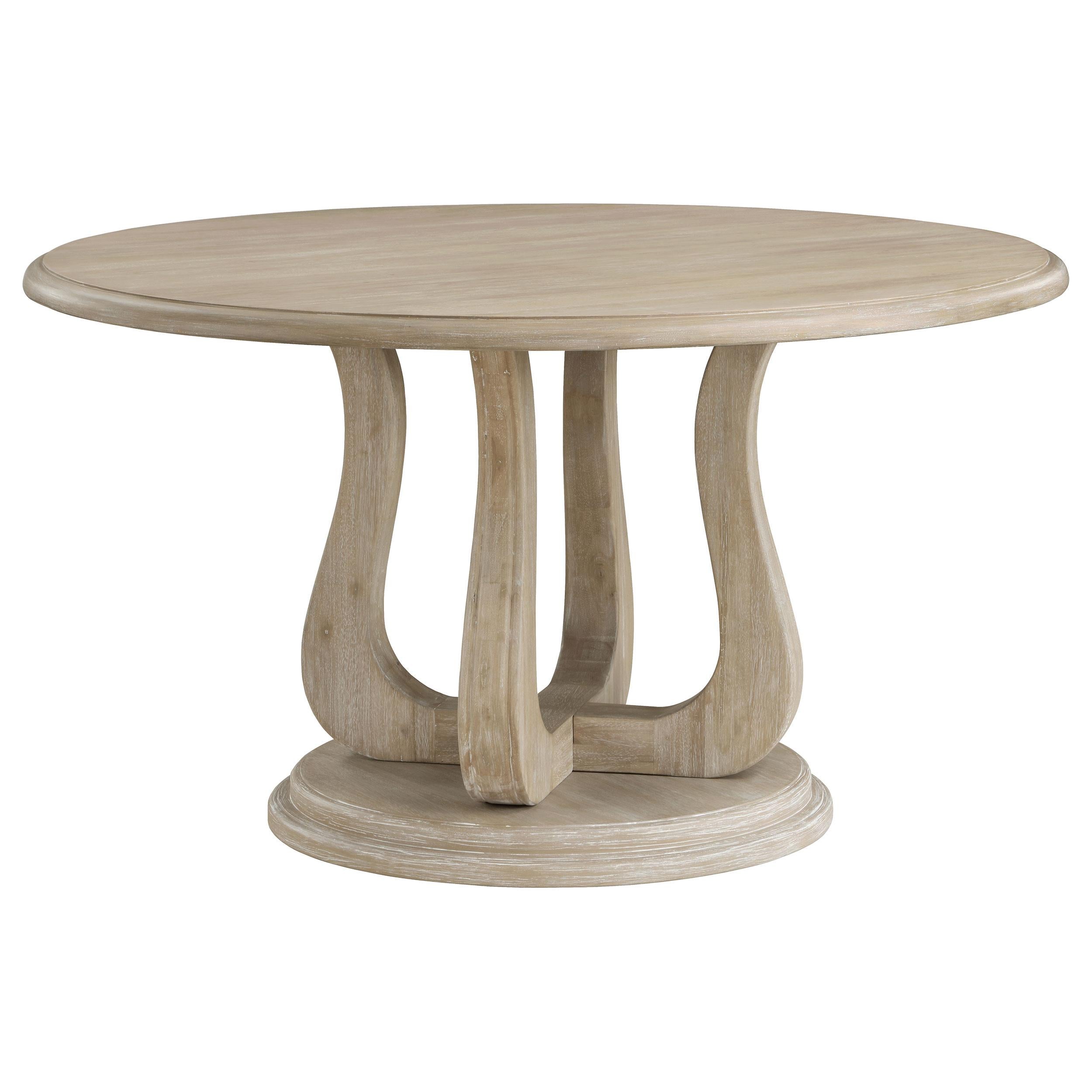 Coaster Furniture Trofello 123120 Round 60-inch Pedestal Dining Table - White Washed - Image 1