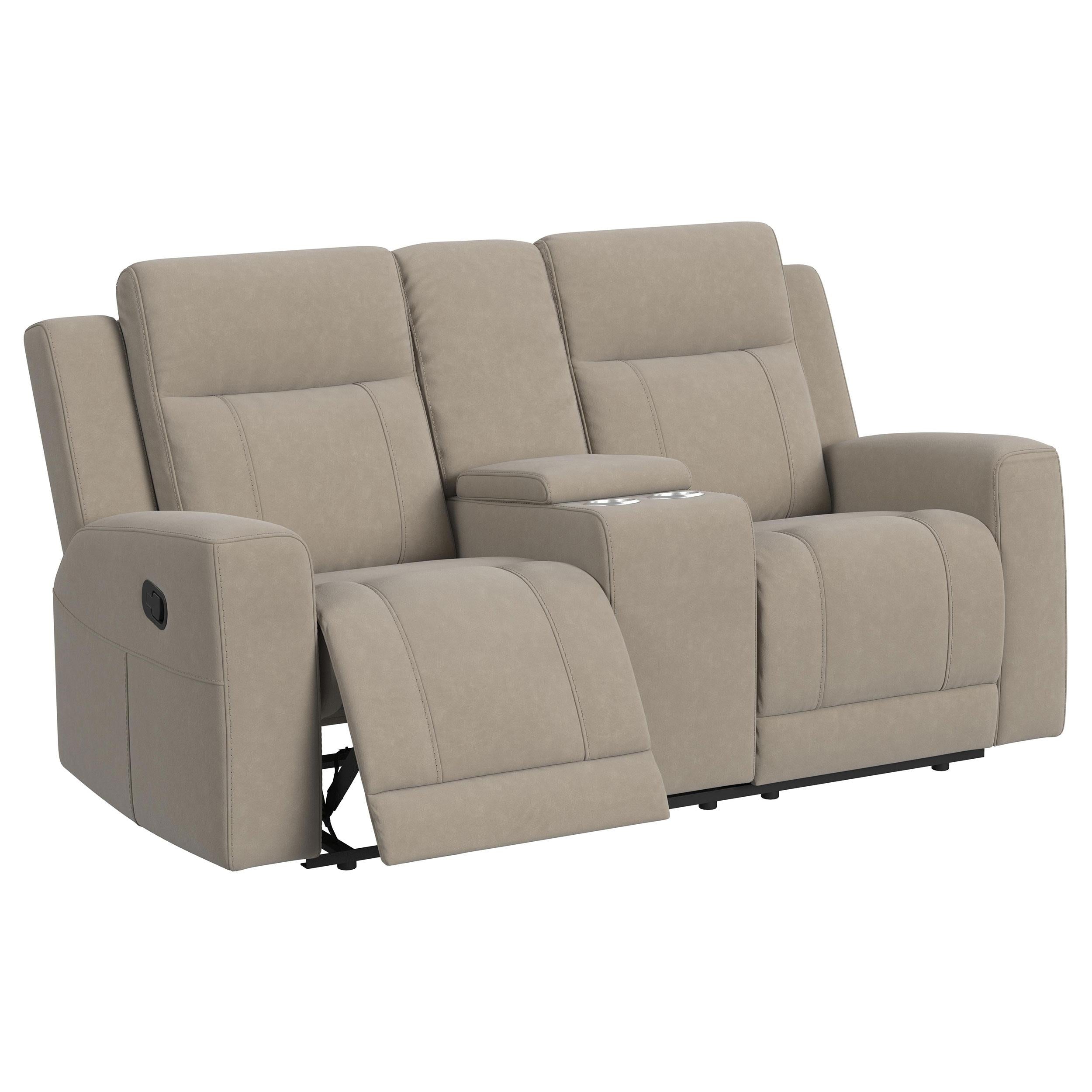 Coaster Furniture Brentwood 610282 Upholstered Motion Reclining Loveseat - Taupe - Image 2