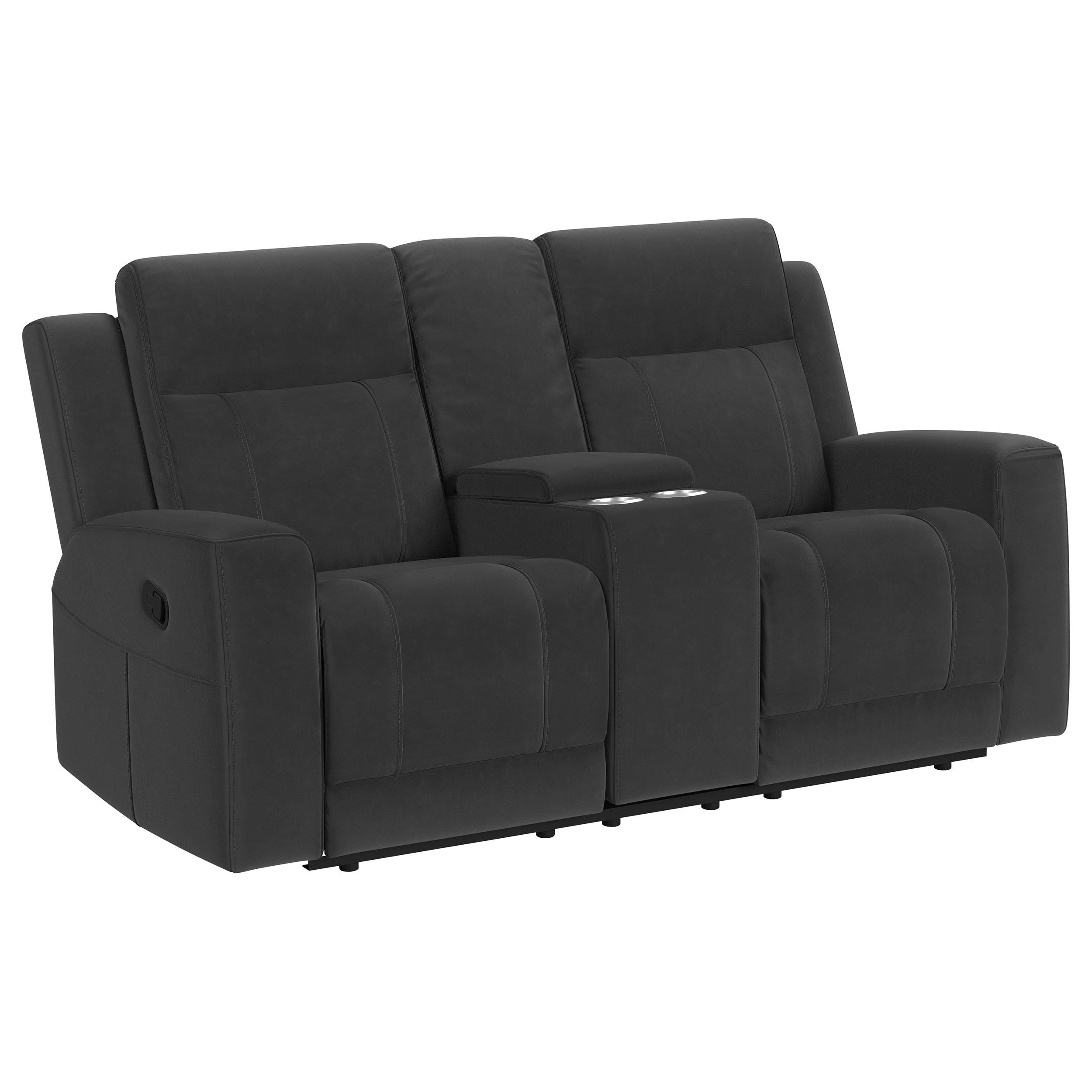 Coaster Furniture Brentwood 610285 Upholstered Reclining Loveseat – Dark Charcoal