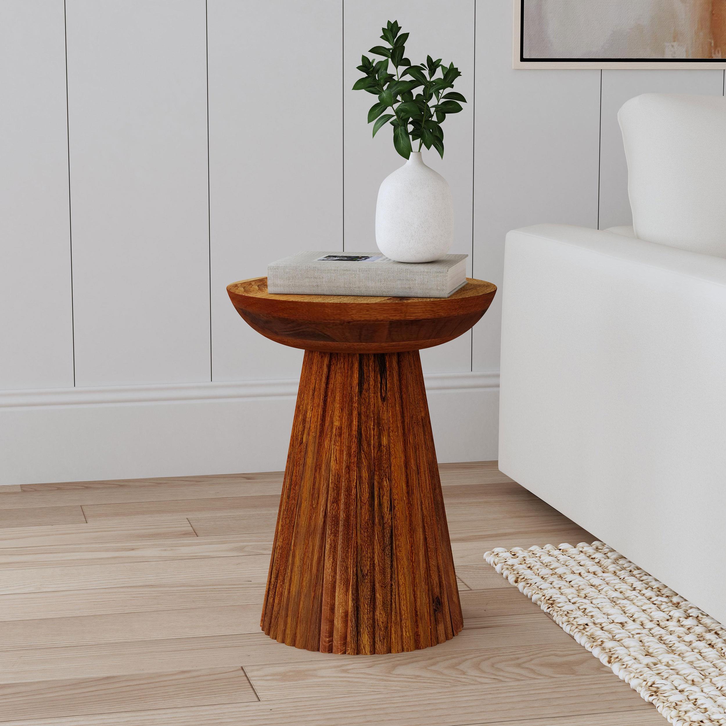 Coaster Furniture Aureo 931155 Round Solid Wood Accent Side Table - Wild Honey - Image 2