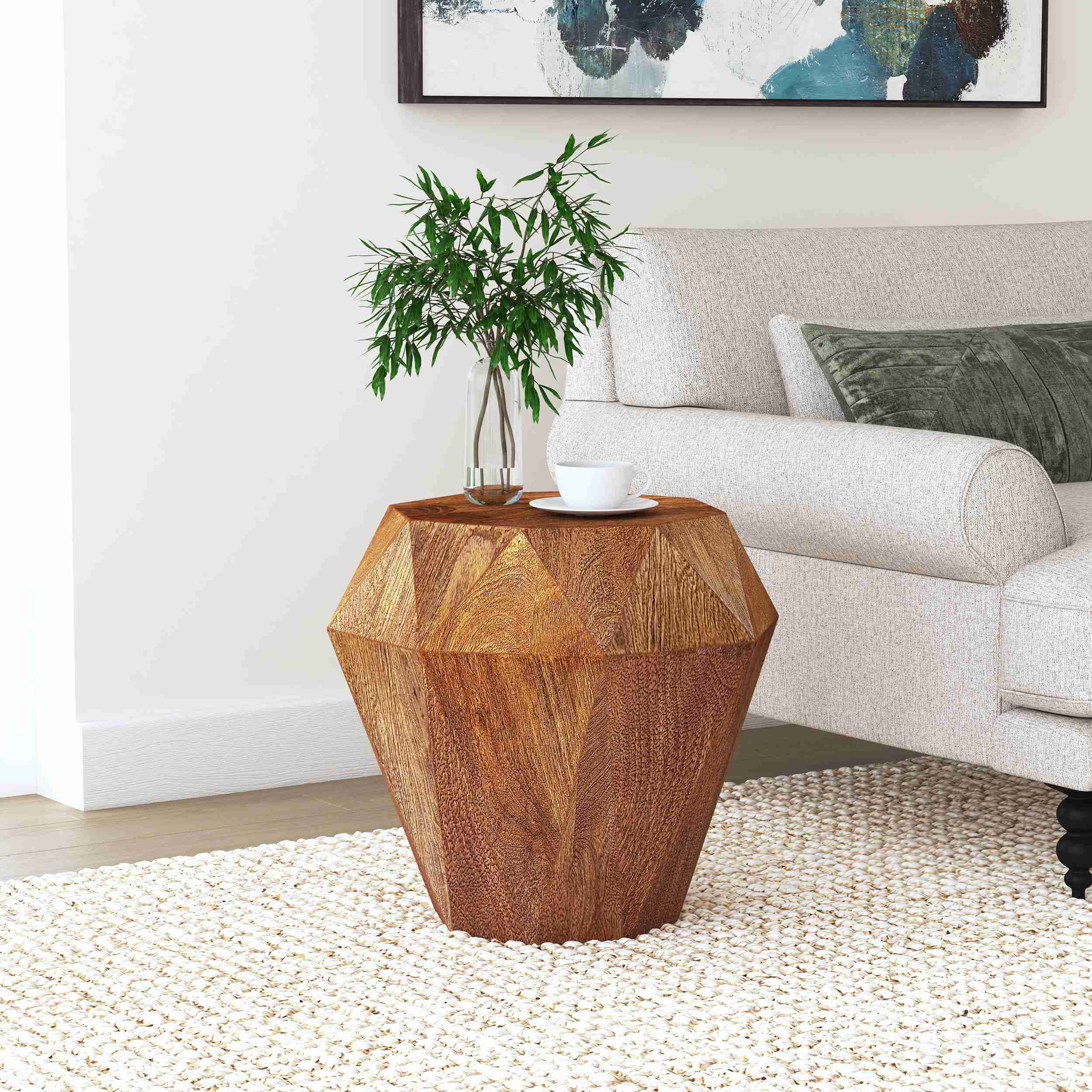 Coaster Furniture Jacinto 931158 Octagonal Solid Mango Wood Side Table - Natural Brown - Image 3