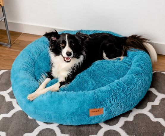 MIMIKO Pets Legowisko Shaggy okrągłe XXL 100cm turkusowe - Image 3