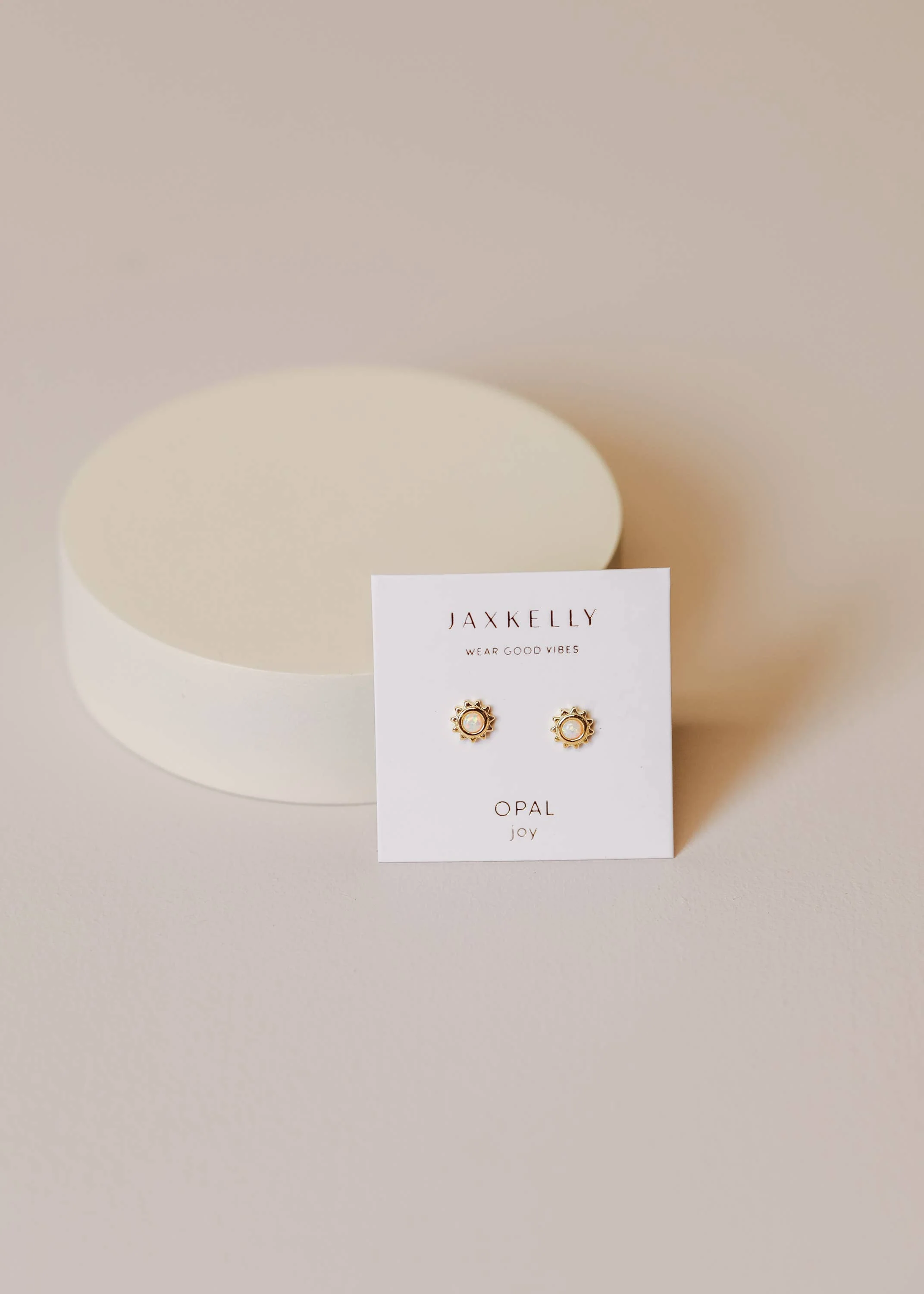 Sun Stud - White Opal - Gold Earrings - Image 2