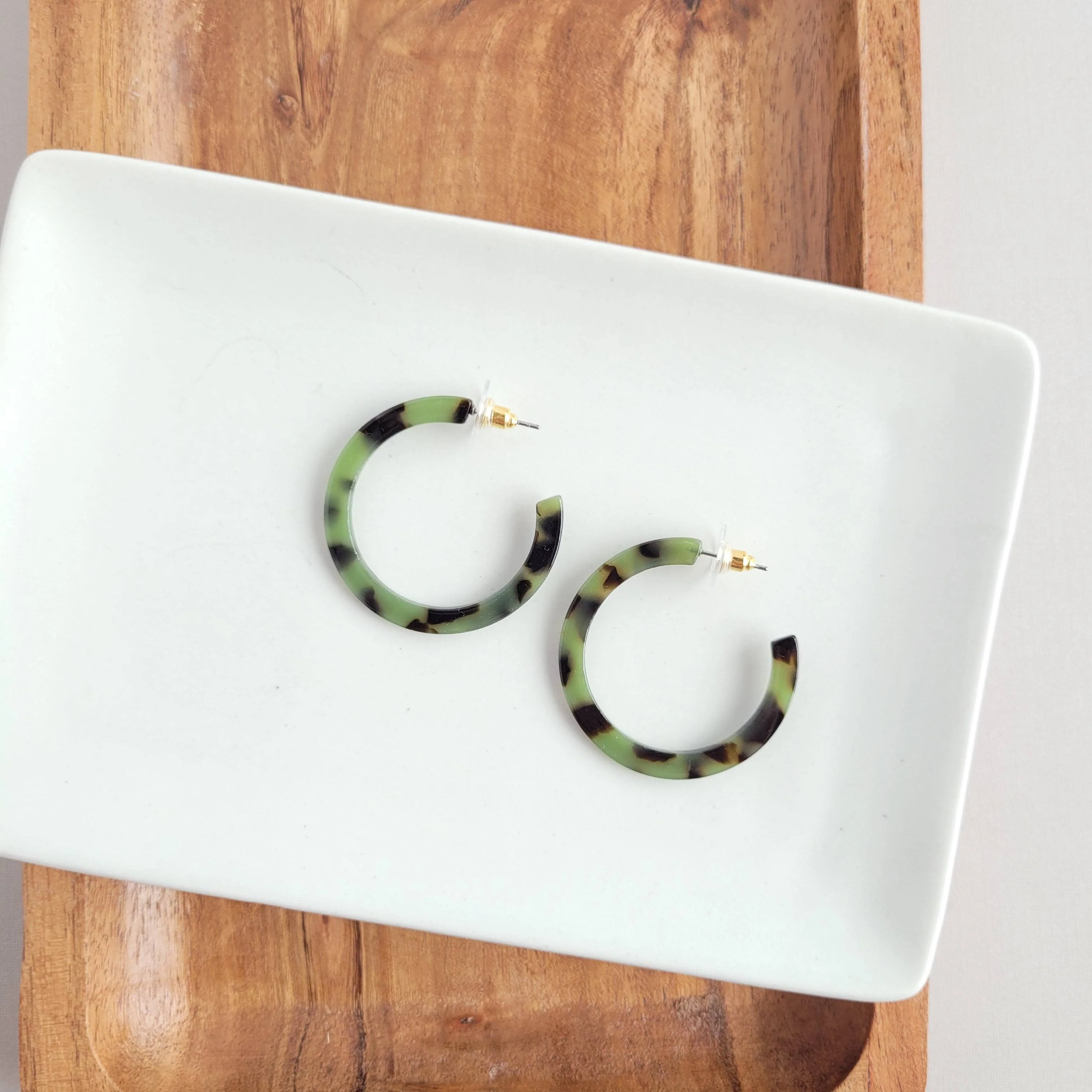 Camy Hoops - Olive Tortoise // Earrings, Jewelry, Gifts, Fall - Image 2
