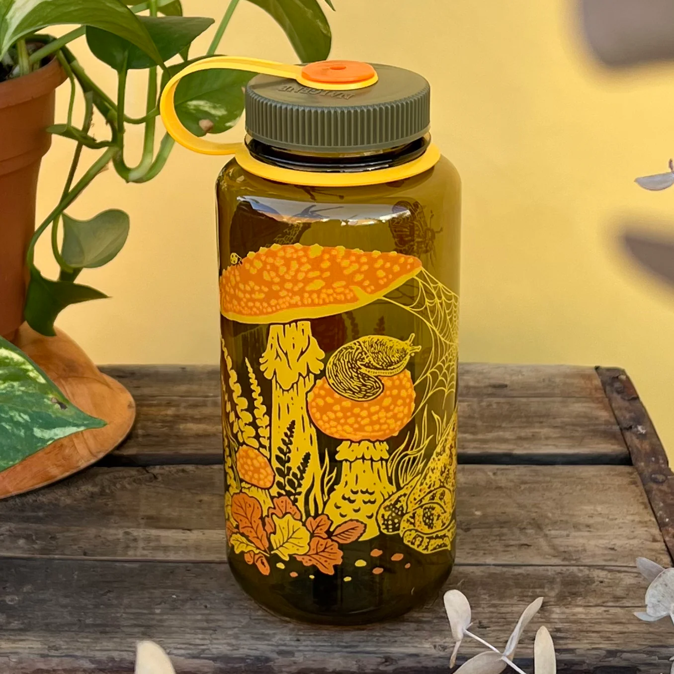 Toad & Mushrooms, 32oz Wide Mouth Nalgene Water Bottle - Image 1