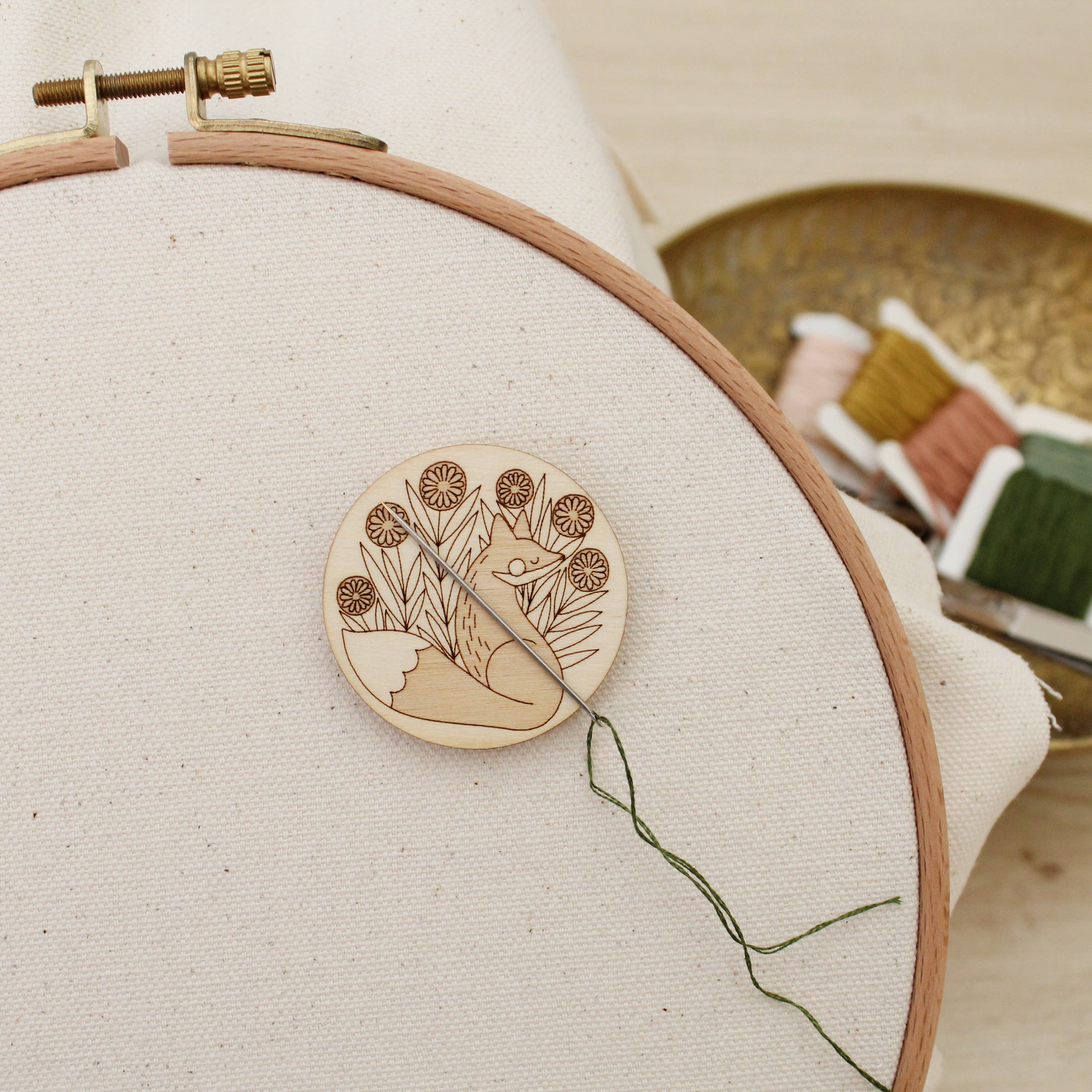 Wood Fox Needle Minder, Nature Themed Sewer's Gift - Image 1