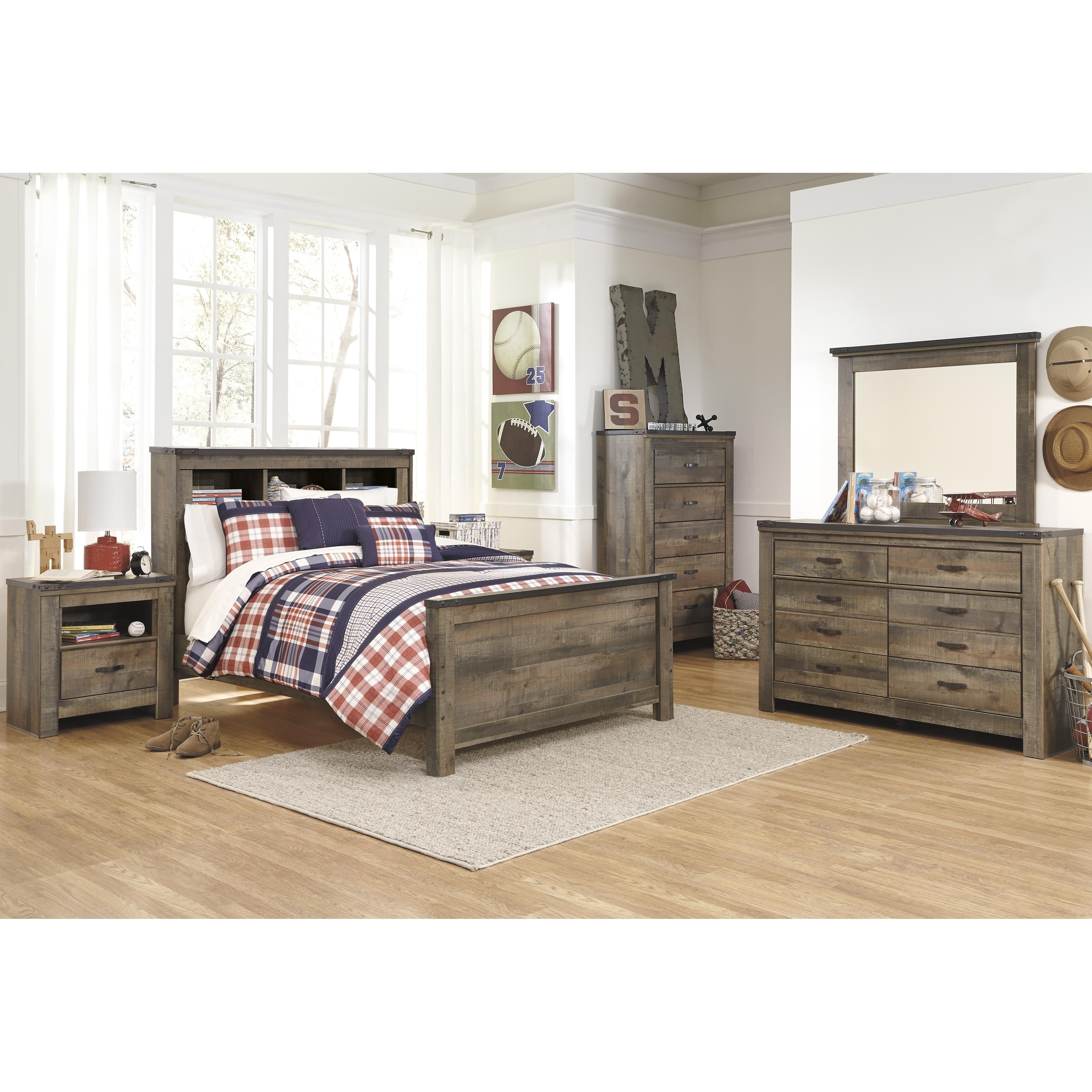 Signature Design by Ashley Trinell B446B87 Full Bookcase Panel Bed - Image 3
