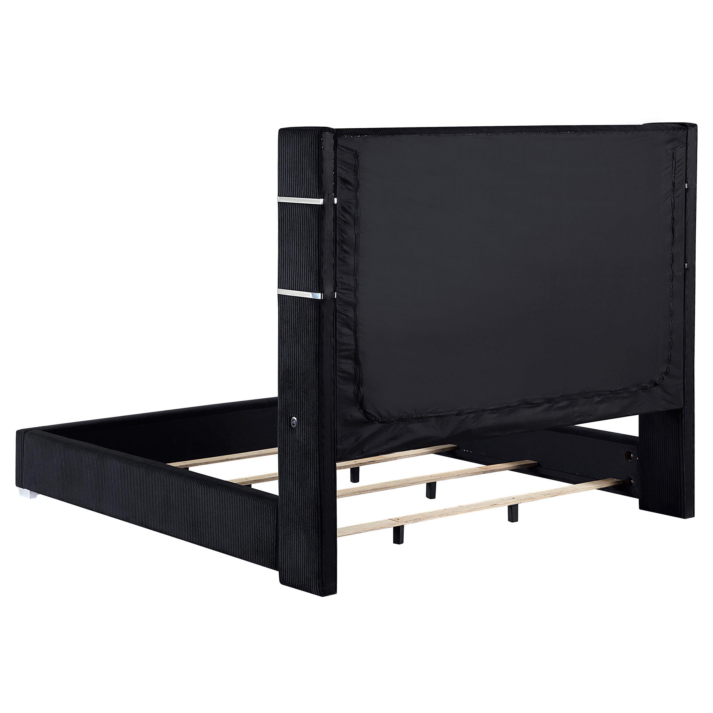 Coaster Furniture Tisdall 306031KE Upholstered Eastern King Flame Visualizer Bed - Black - Image 3