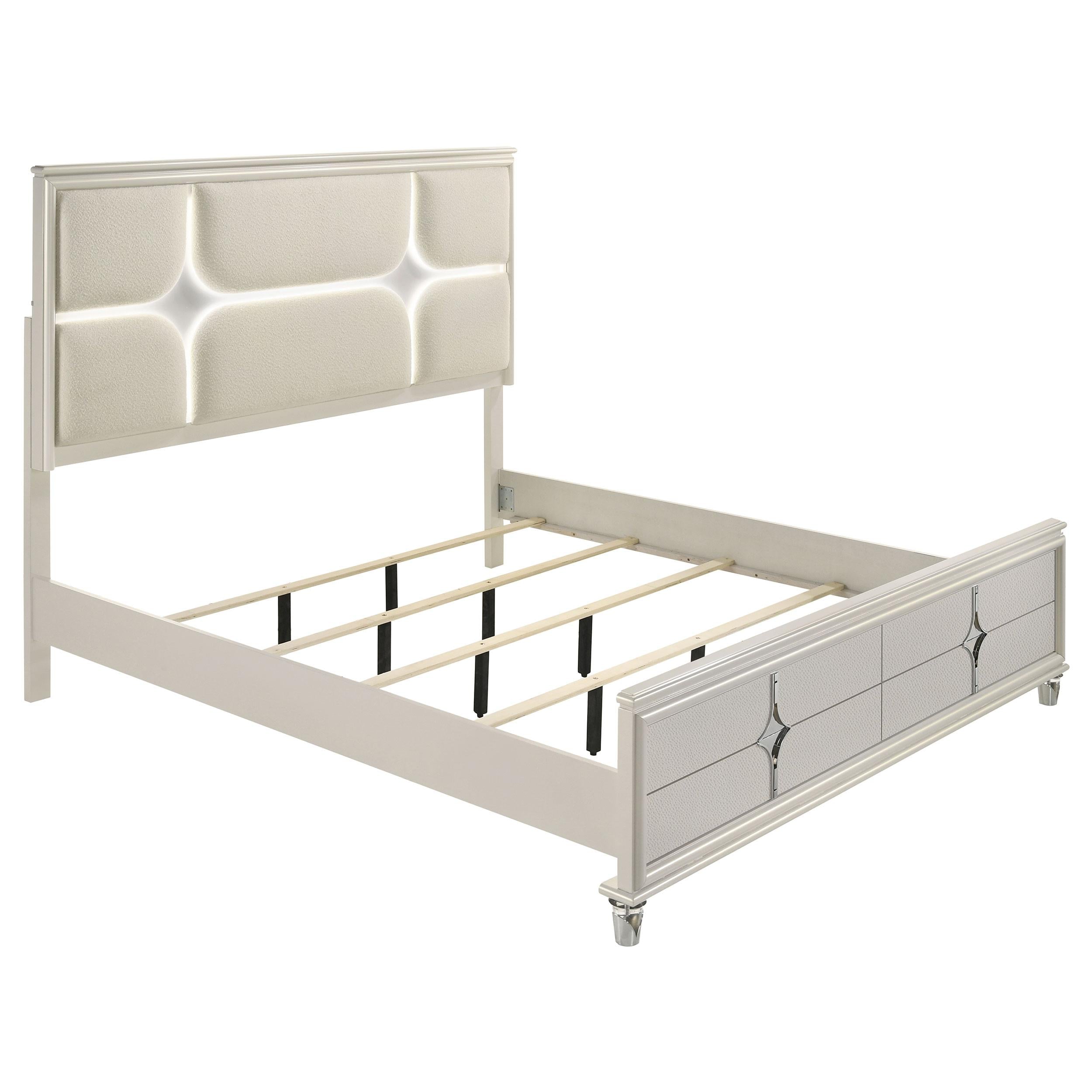 Coaster Furniture Olivia 224951Q Queen Panel Bed LED Headboard - Pearl White - Image 3