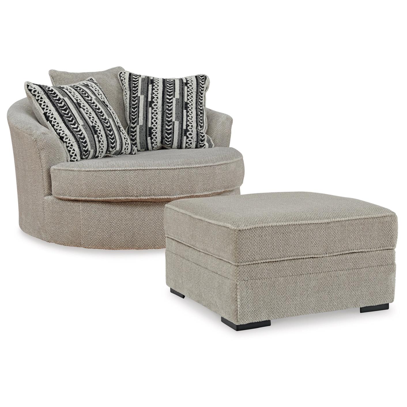 Benchcraft Calnita 20502U1 Oversized Swivel Chair and Ottoman - Image 1
