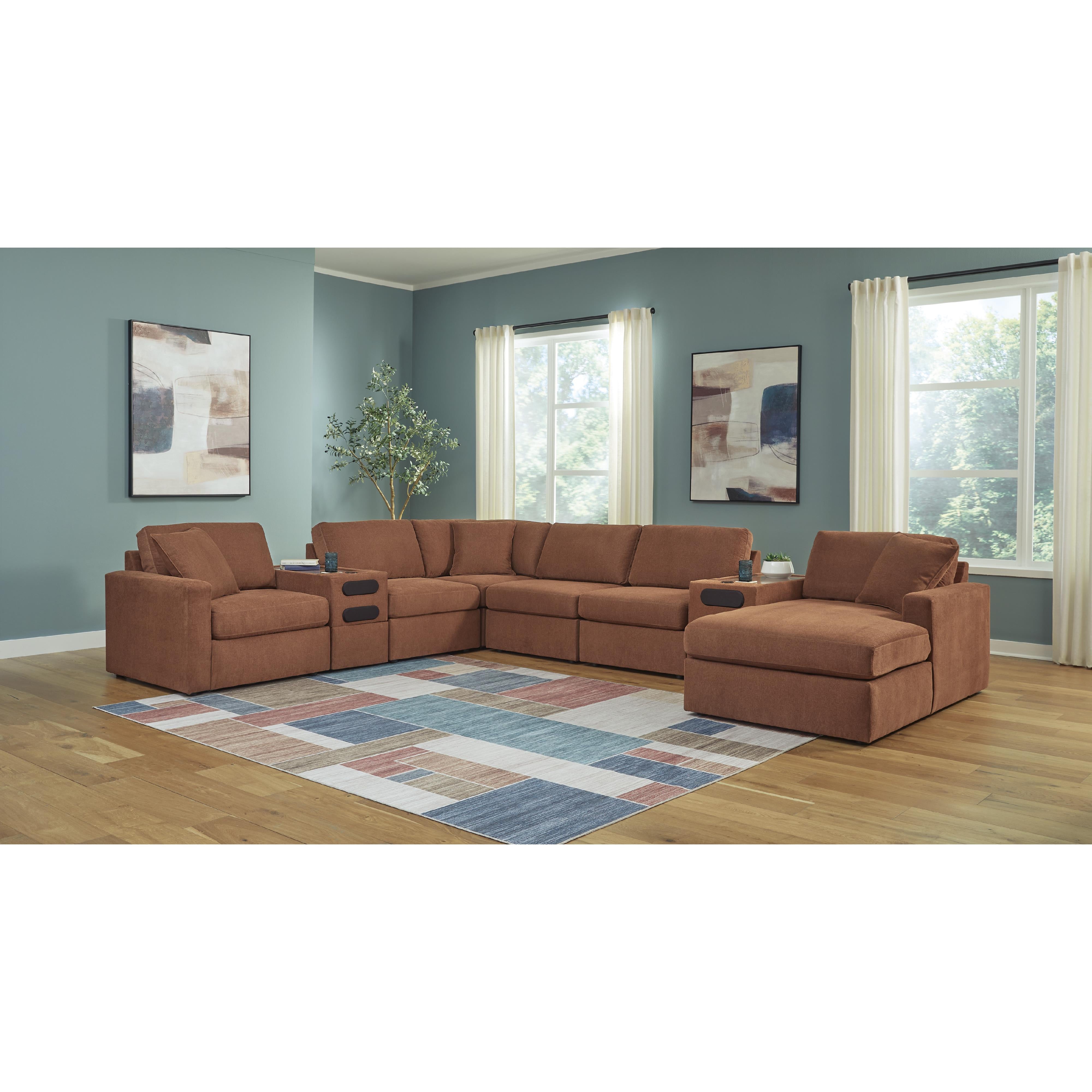 Signature Design by Ashley Modmax 92102S48 8 pc Sectional with Chaise and Audio Consoles - Image 2