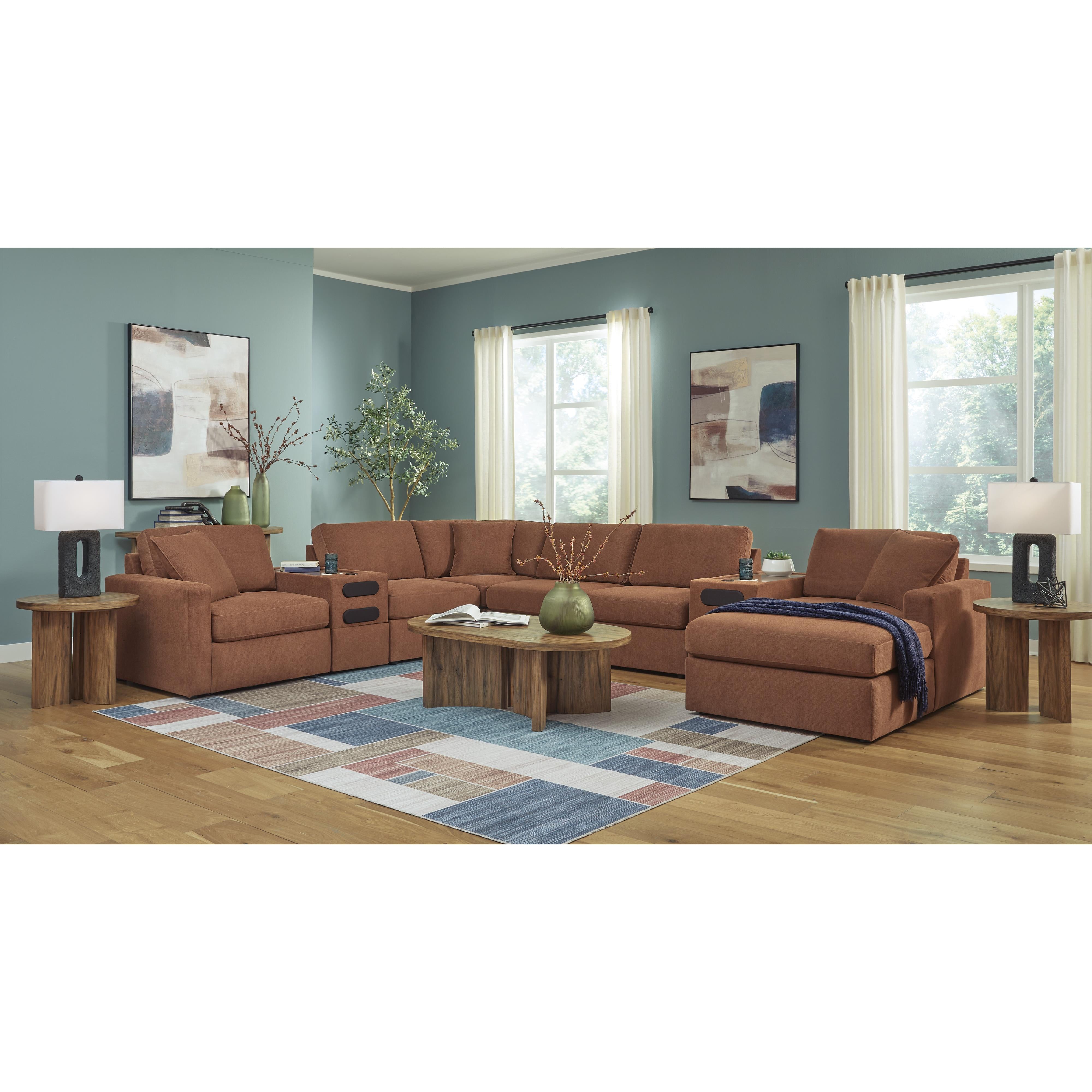 Signature Design by Ashley Modmax 92102S48 8 pc Sectional with Chaise and Audio Consoles - Image 3