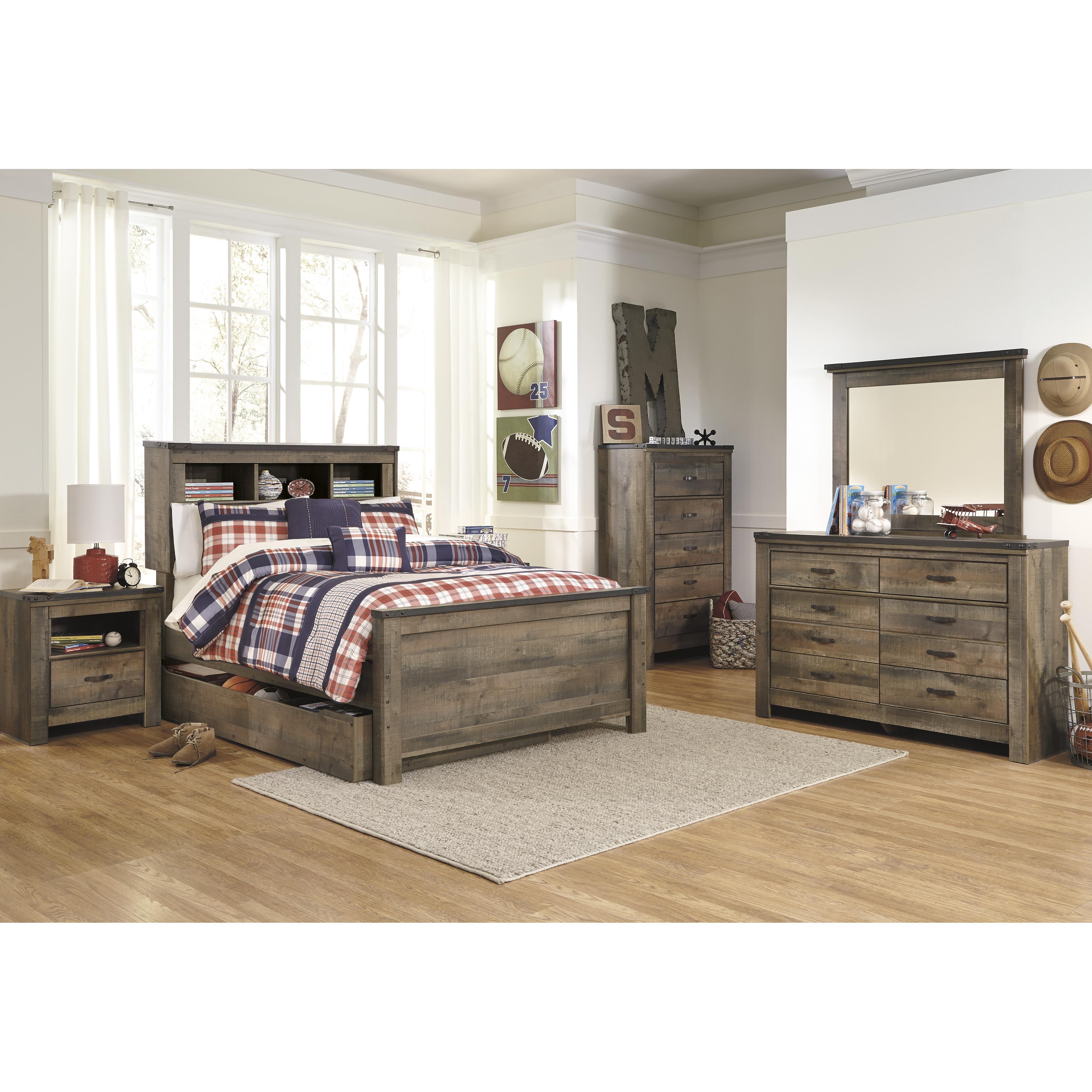 Signature Design by Ashley Trinell B446B91 Full Bookcase Bed with Storage - Image 3
