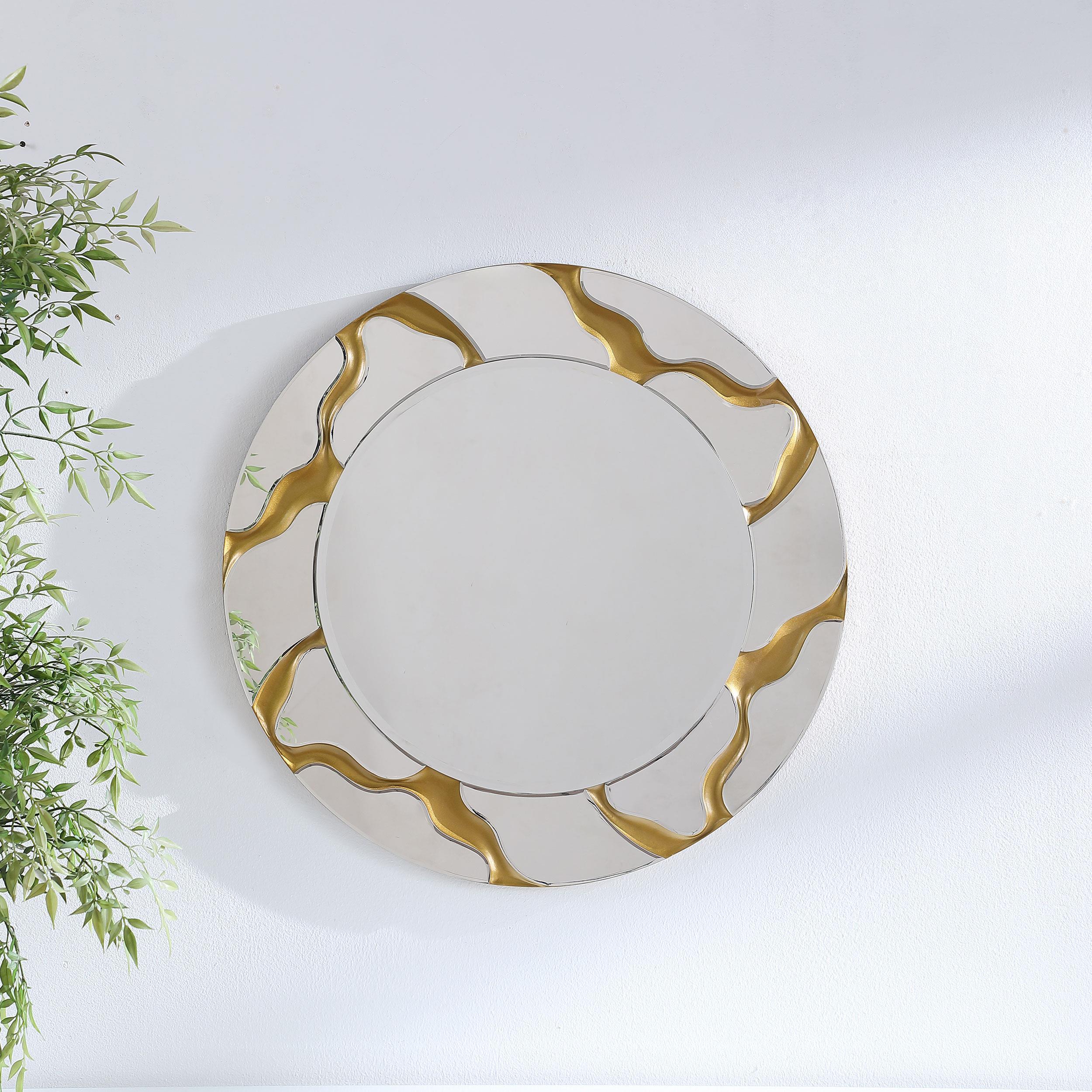Coaster Furniture Dorinda 961455 36 x 36 Inch Round Kintsugi Style Wall Mirror - Gold - Image 2