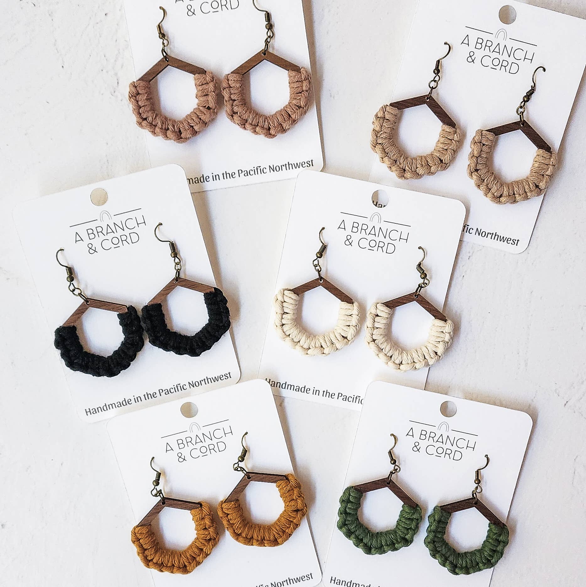 Macrame Knotted Honeycomb Earrings - Pick Your Own: Blush - Image 2