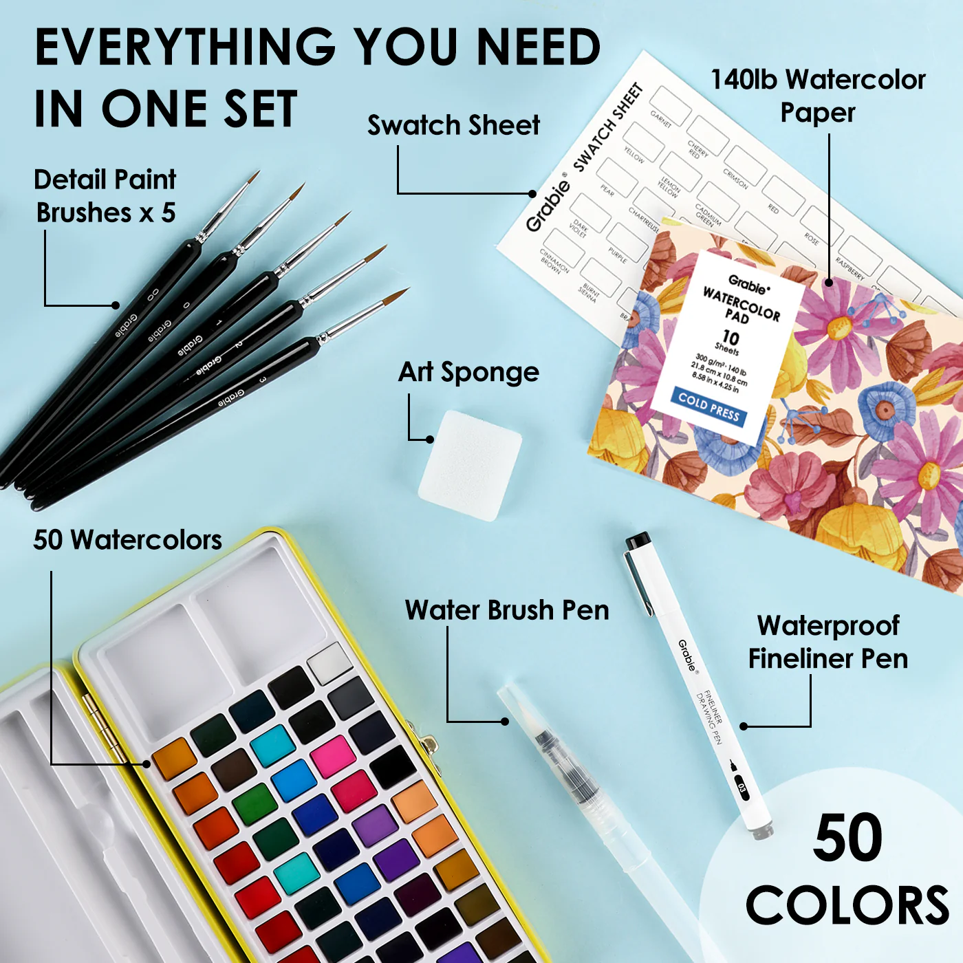 Grabie All-In-One Premium Watercolor Set of 50 - Image 2