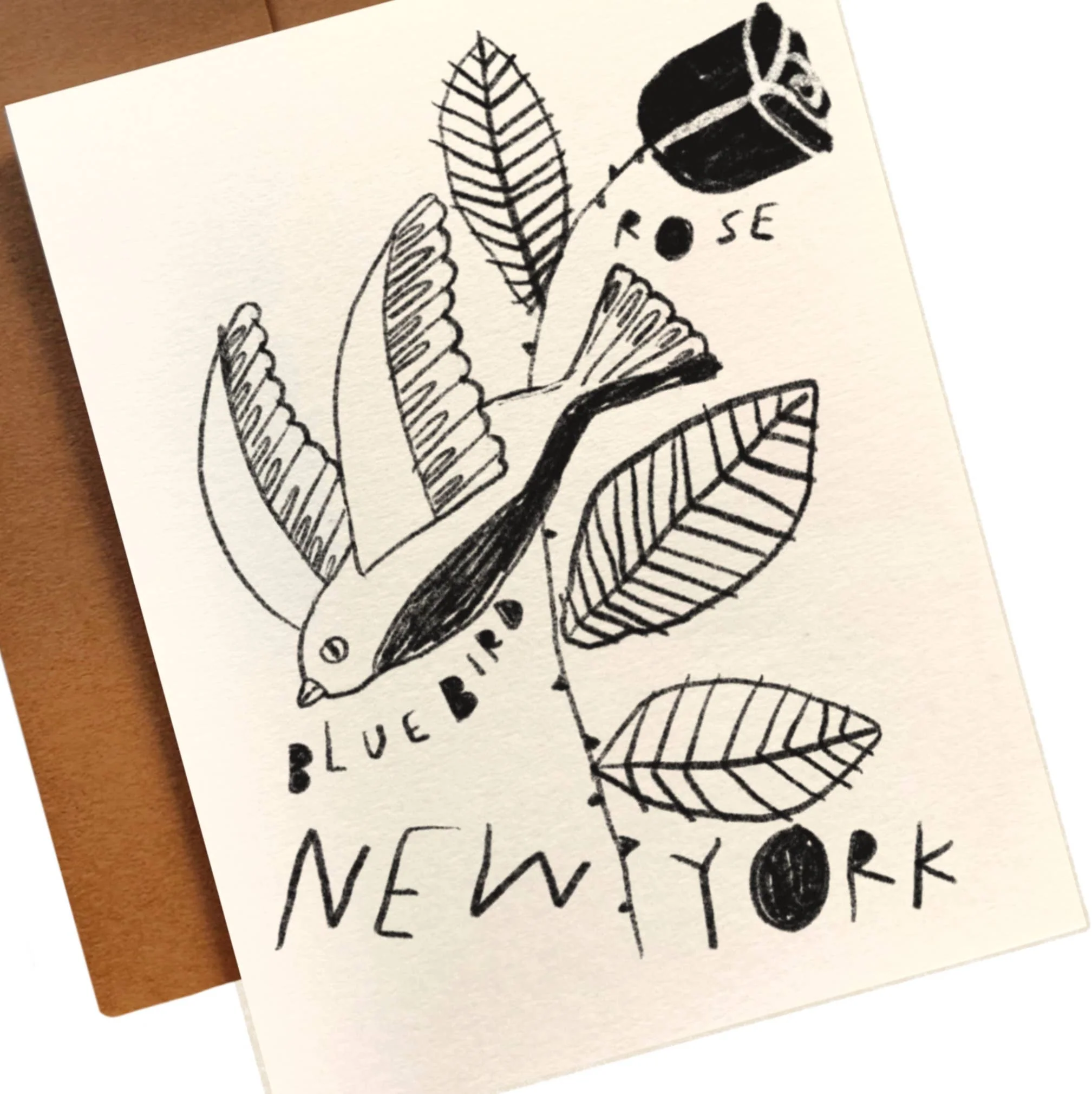 NEW YORK State Flower & Bird Greeting Card - Image 2