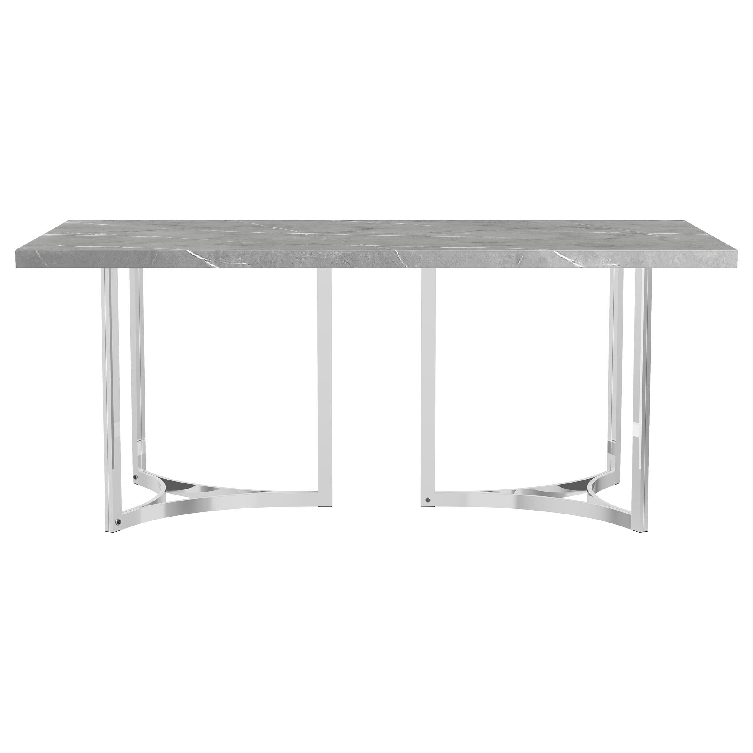 Coaster Furniture Sterling 108121 72-inch Rectangular Dining Table - Grey Faux Marble - Image 2