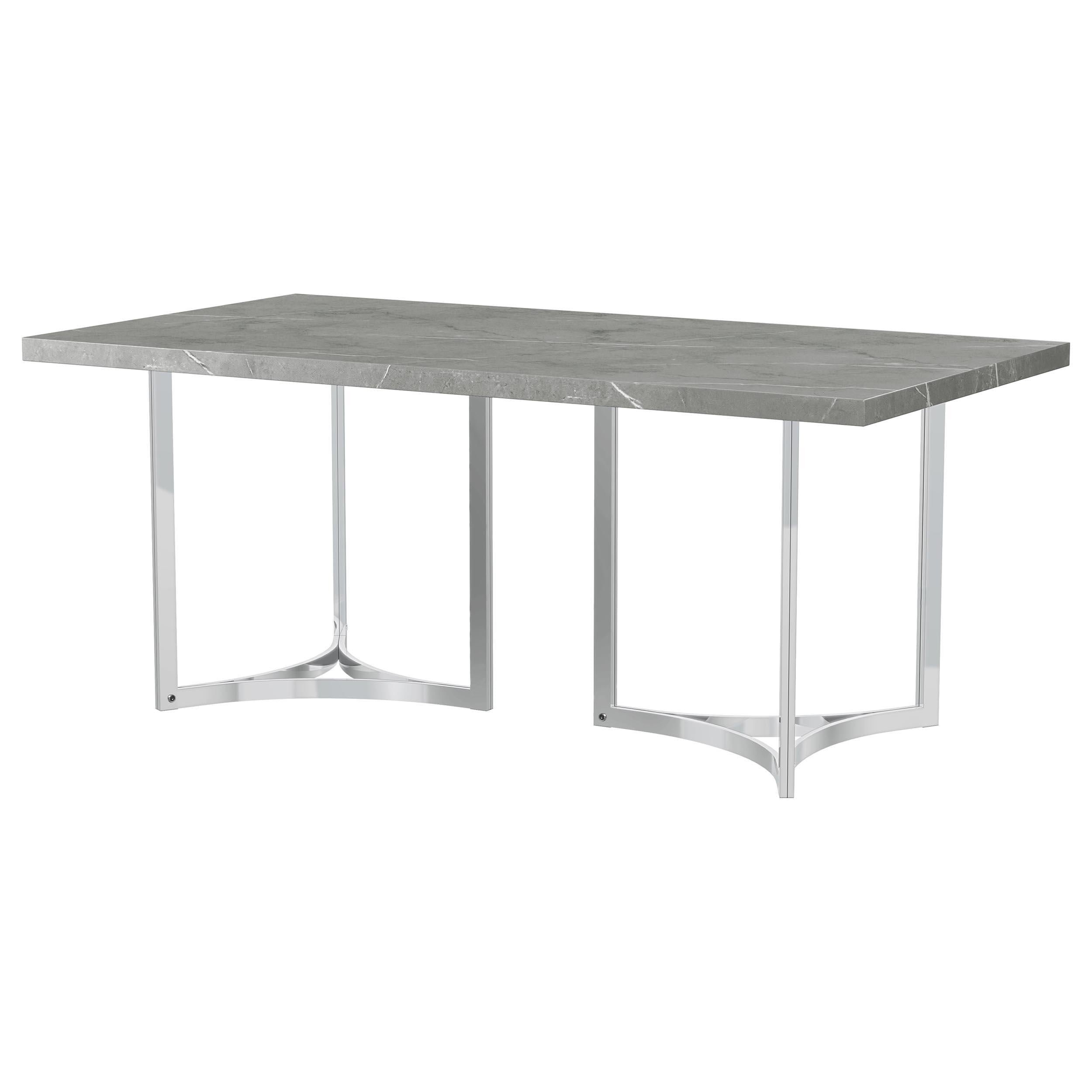 Coaster Furniture Sterling 108121 72-inch Rectangular Dining Table - Grey Faux Marble - Image 3