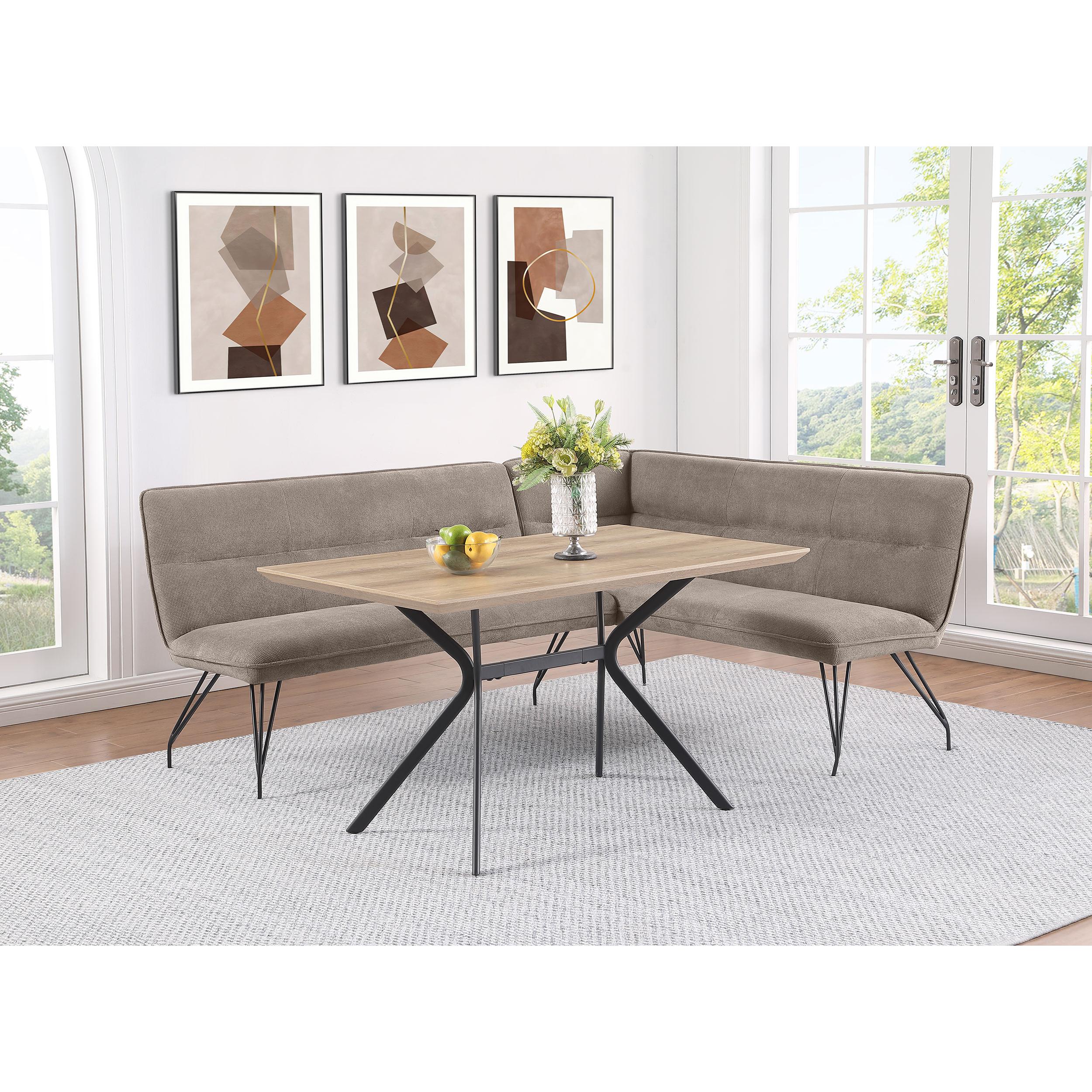 Coaster Furniture Dodson 108496 Fabric Upholstered L-Shaped Nook Dining Bench - Taupe - Image 2