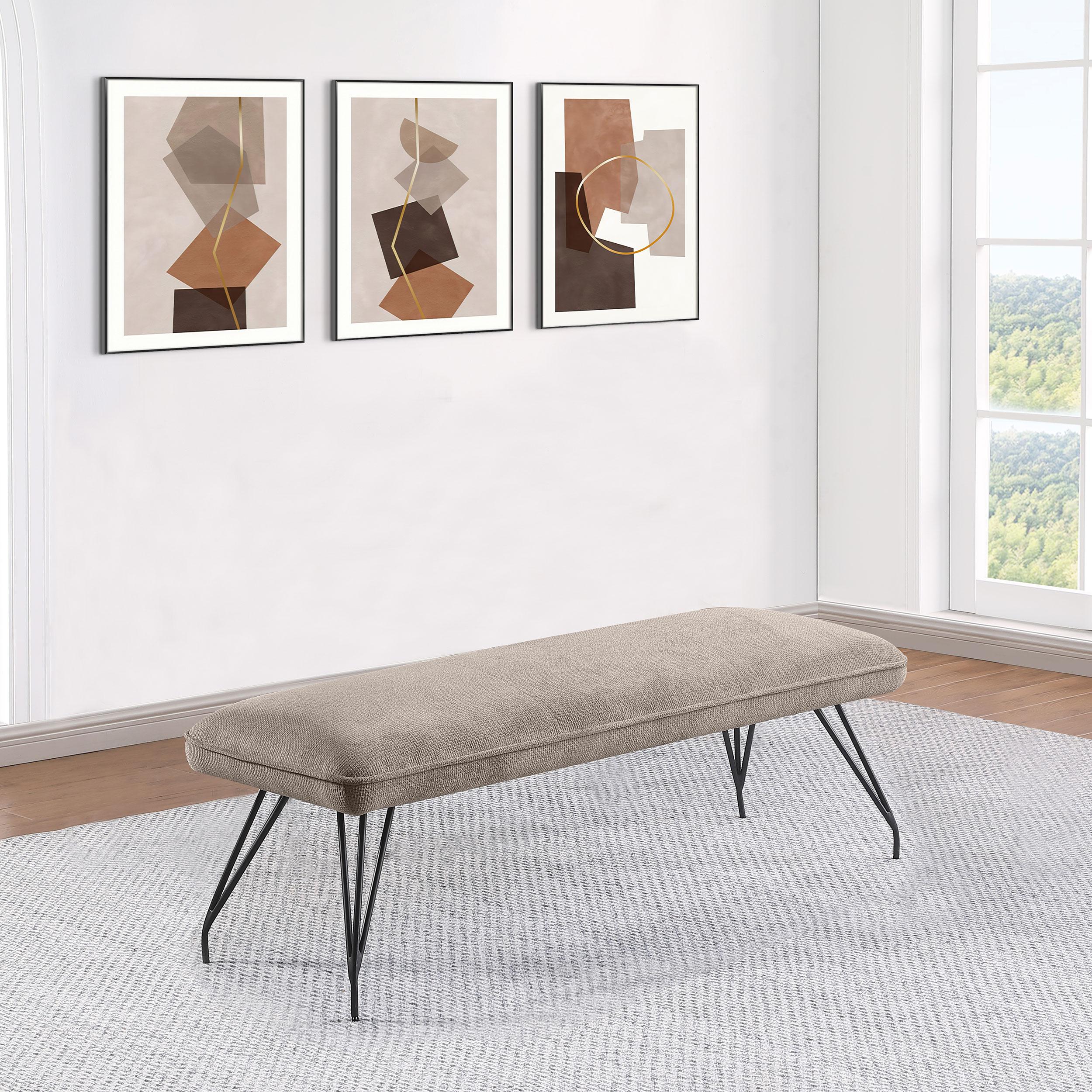 Coaster Furniture Dodson 108497 Fabric Upholstered Dining Bench - Taupe - Image 2
