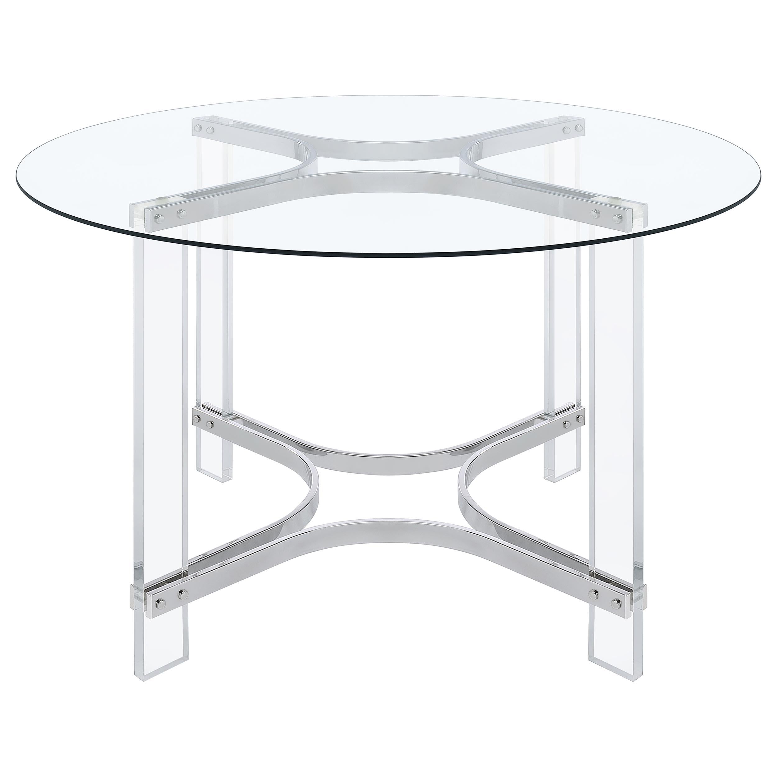 Coaster Furniture Keeling 108501 47-inch Round Glass Top Acrylic Dining Table - Chrome - Image 3