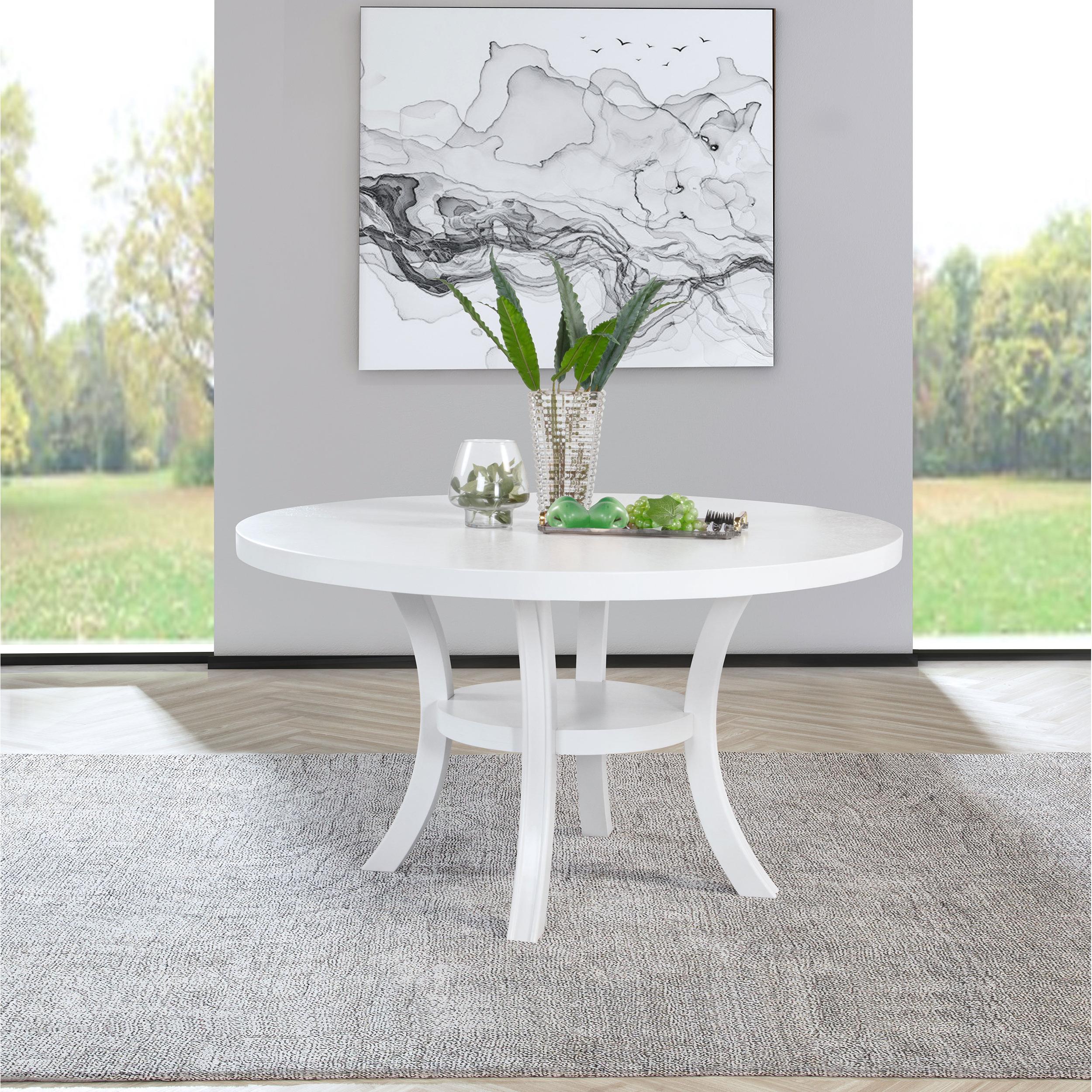Coaster Furniture Judd 109330 54-inch Round Dining Wood Table with Shelf - Pearl White - Image 2