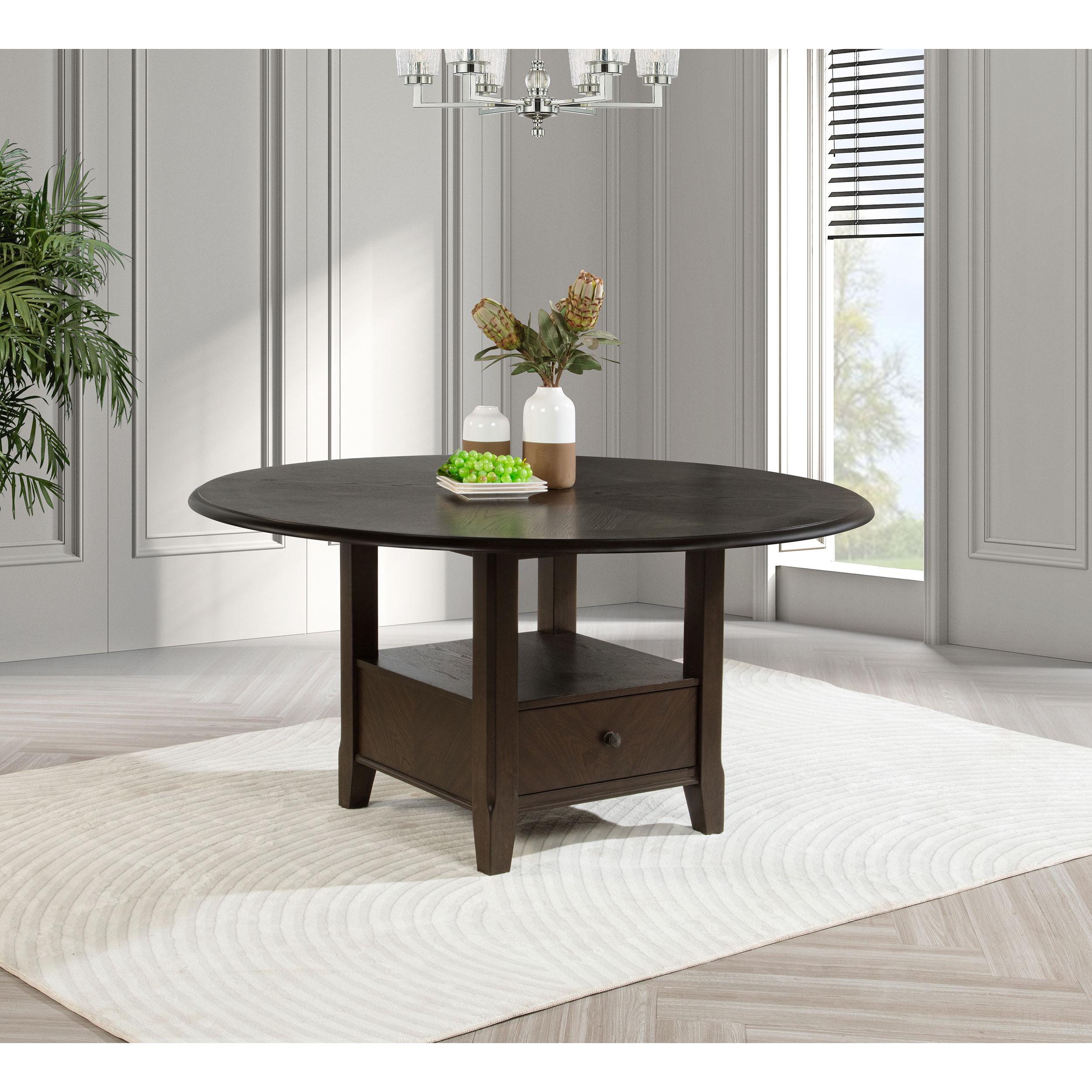 Coaster Furniture Twyla 115100 60-inch Round Dining Table with Drawer - Dark Cocoa - Image 2