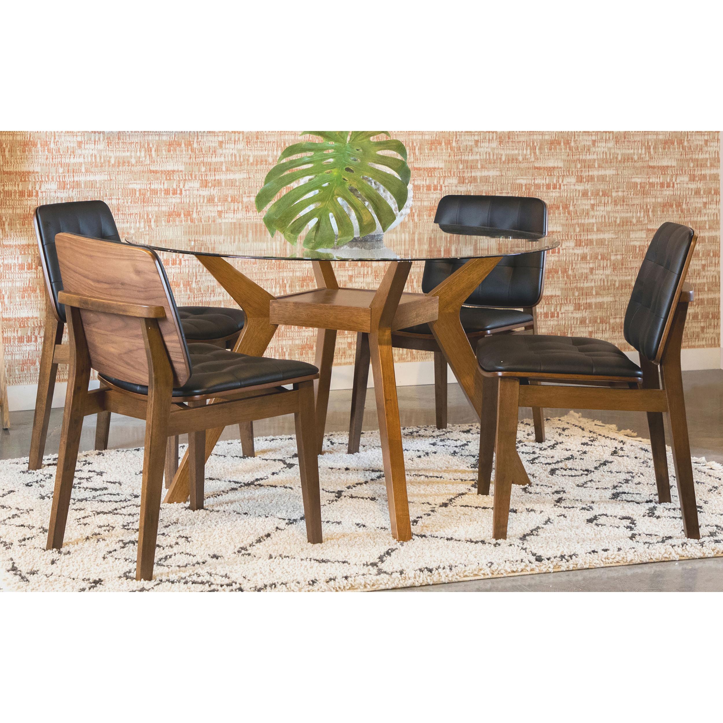 Coaster Furniture Paxton 122180BG Round 48-inch Glass Top Wood Dining Table - Nutmeg - Image 3