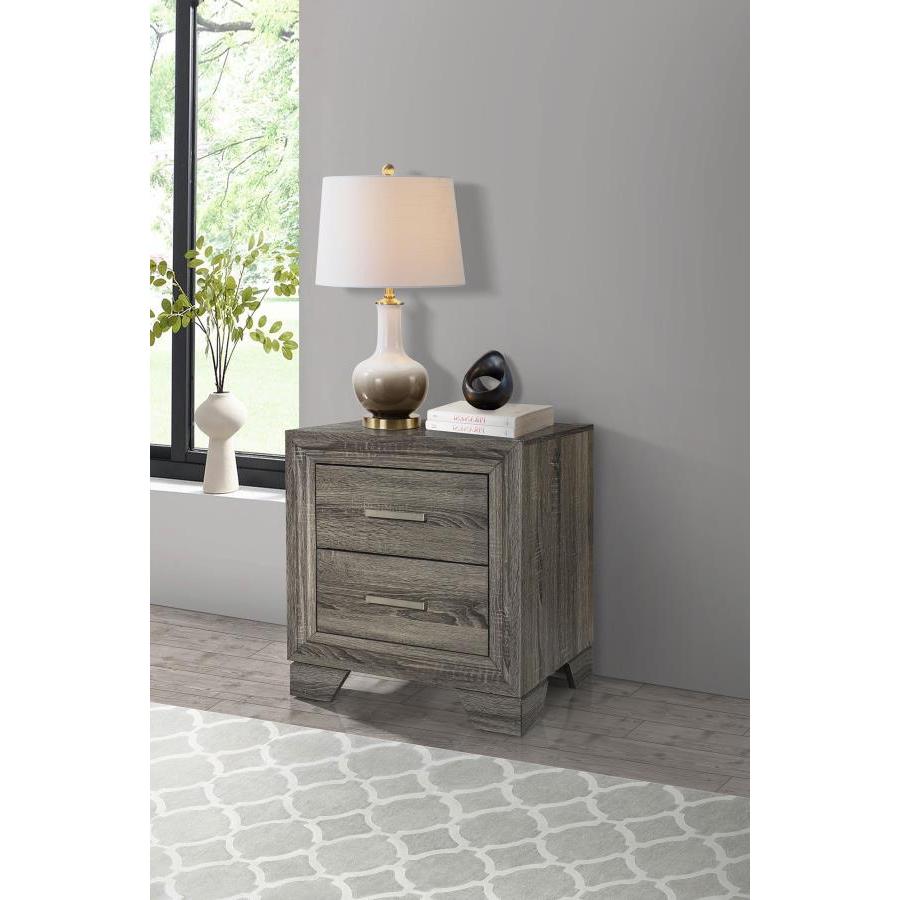 Coaster Furniture Wright 223342 2-Drawer Nightstand Bedside Table - Brown Oak - Image 2
