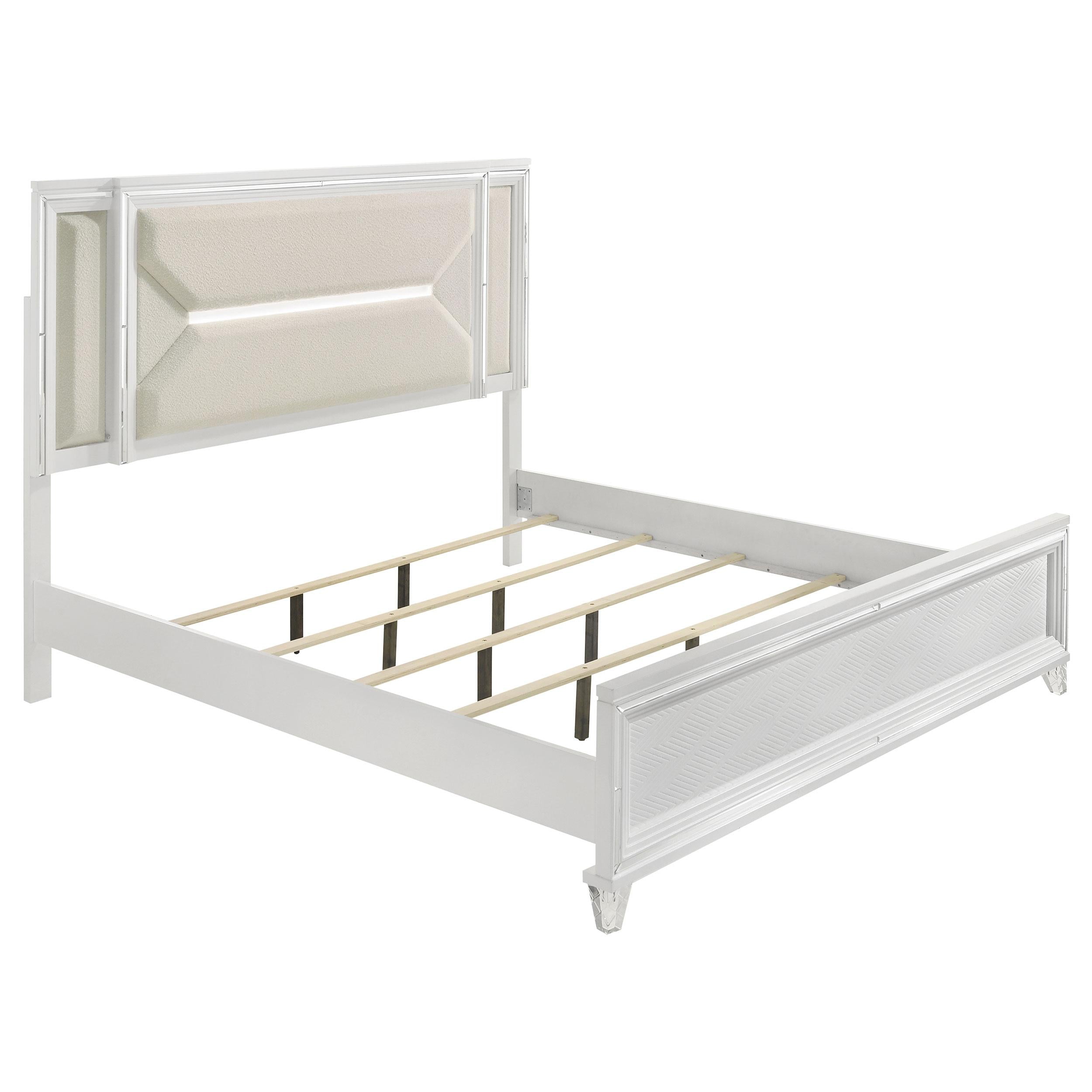 Coaster Furniture Marmore 224961KE 64-inch Eastern King Panel Bed LED Headboard - White - Image 3