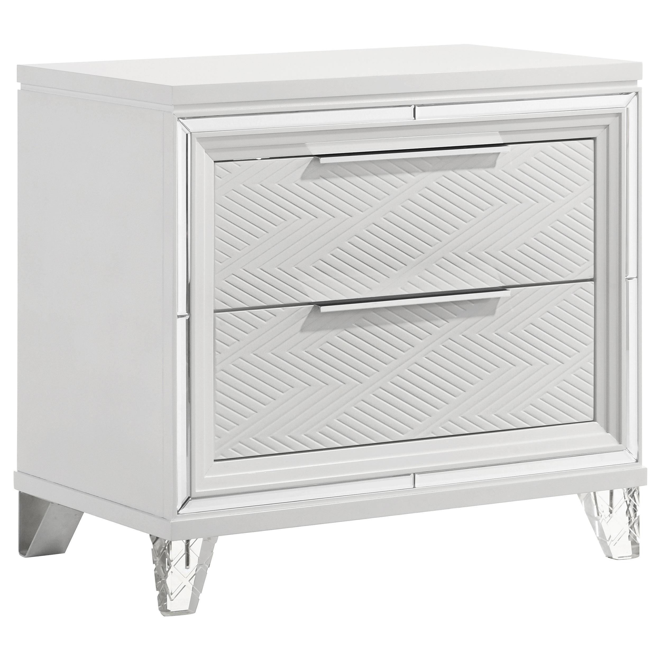 Coaster Furniture Marmore 224962 2-Drawer Nightstand Bedside Table – White