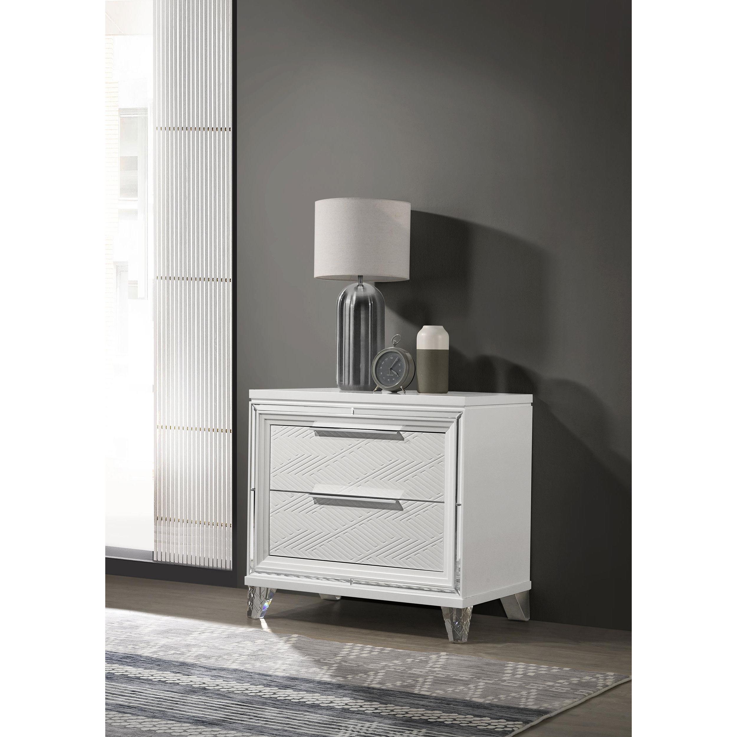 Coaster Furniture Marmore 224962 2-Drawer Nightstand Bedside Table - White - Image 2