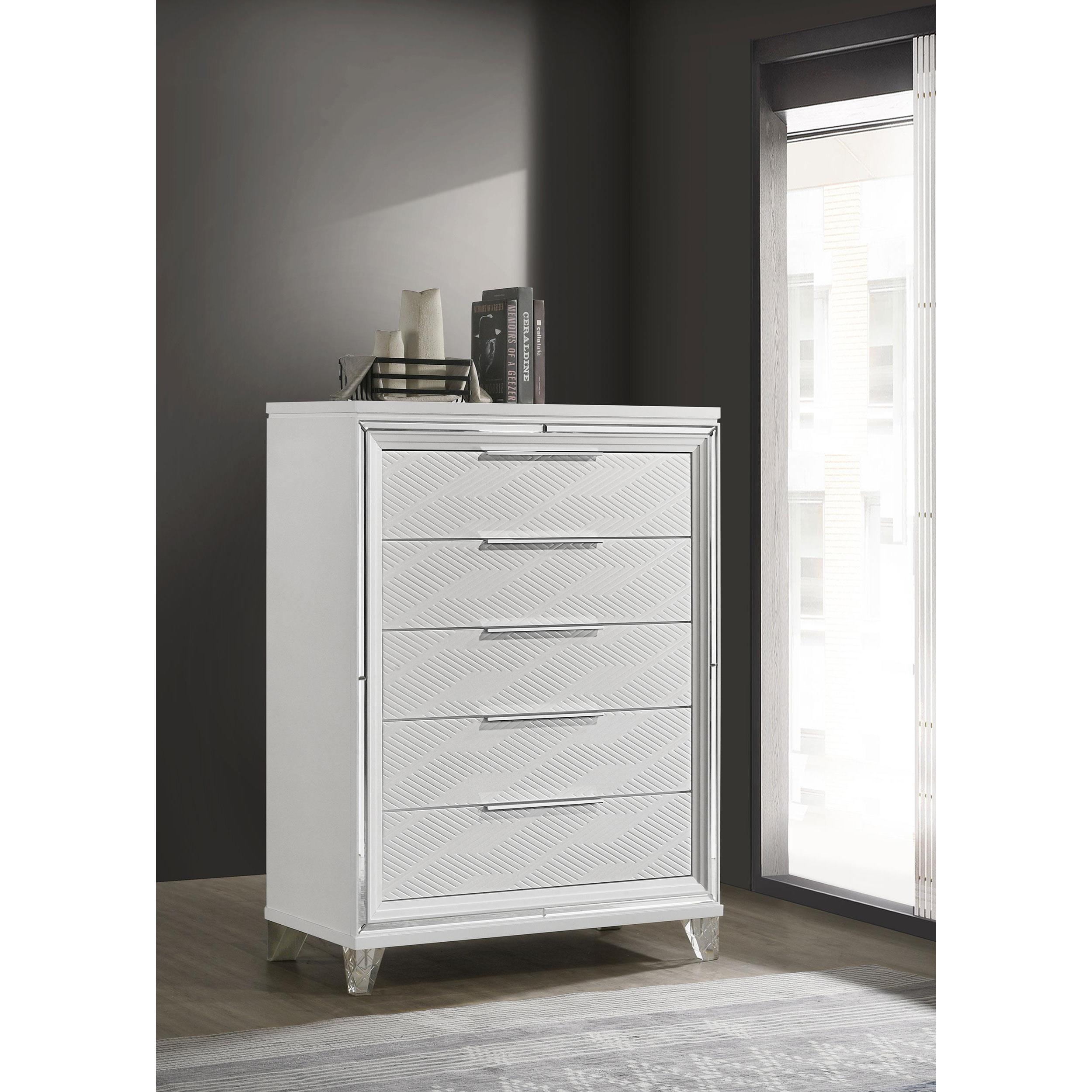 Coaster Furniture Marmore 224965 5-Drawer Bedroom Chest of Drawers - White - Image 2