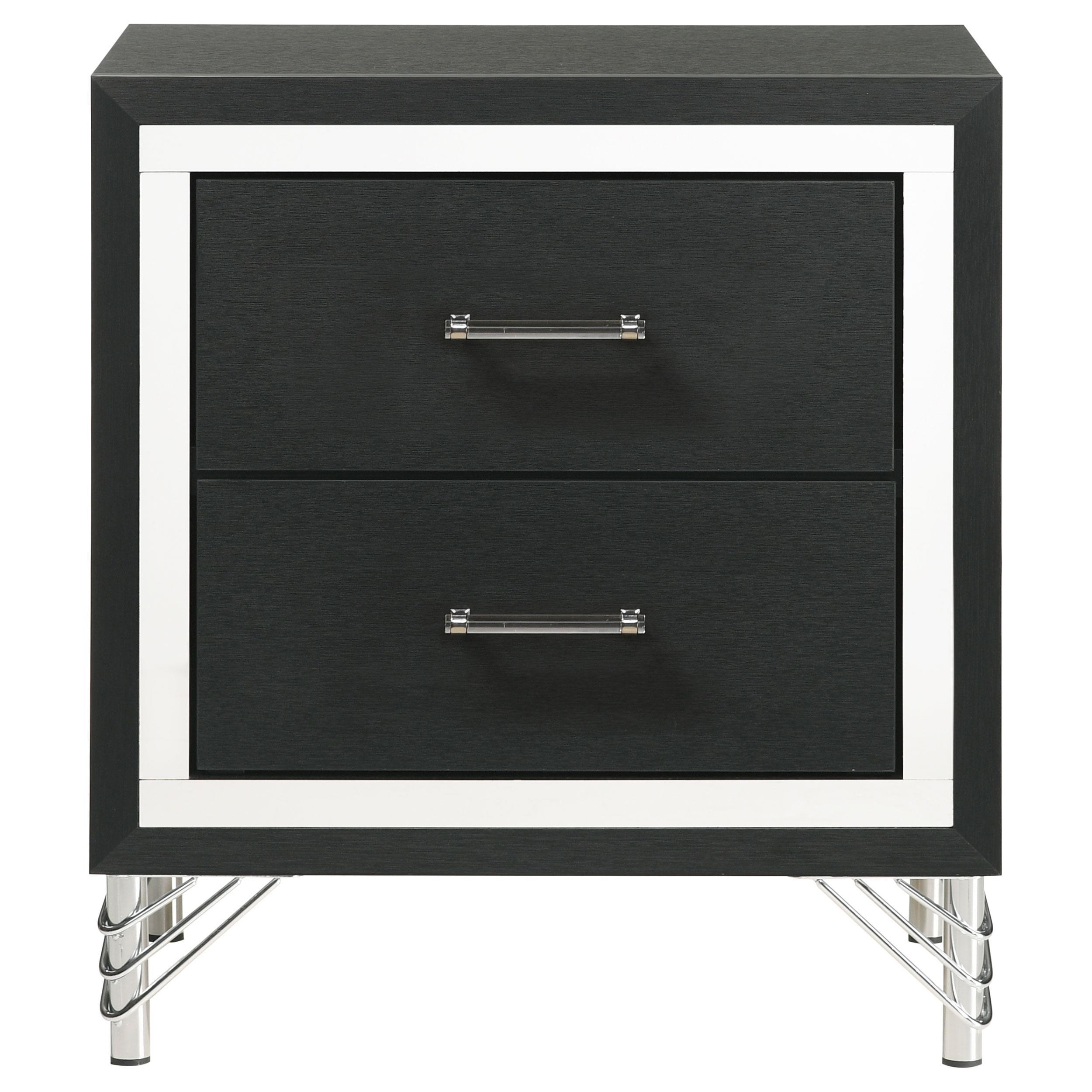 Coaster Furniture Lucia 224992 2-Drawer Nightstand Bedside Table - Black - Image 3
