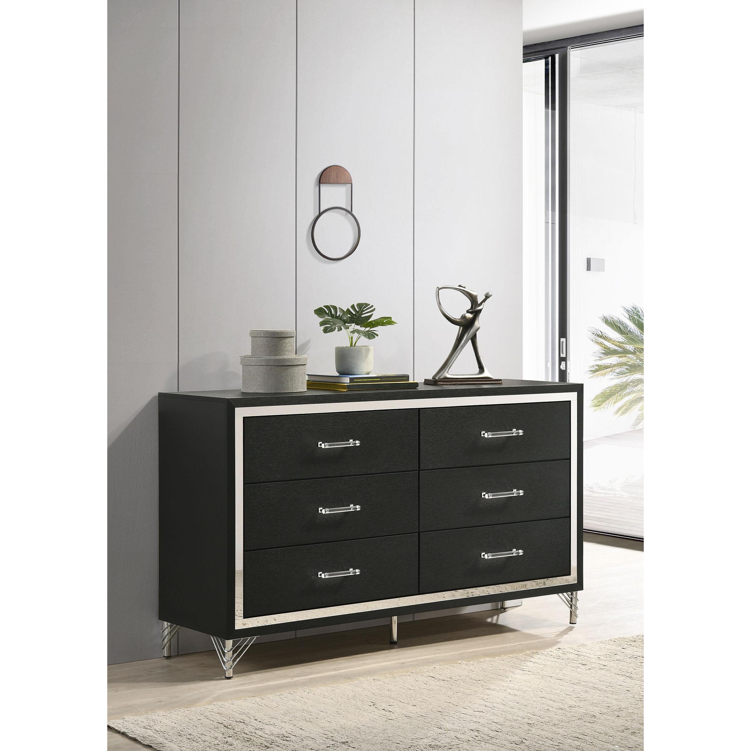 Coaster Furniture Lucia 224993 6-Drawer Dresser Cabinet - Black - Image 2
