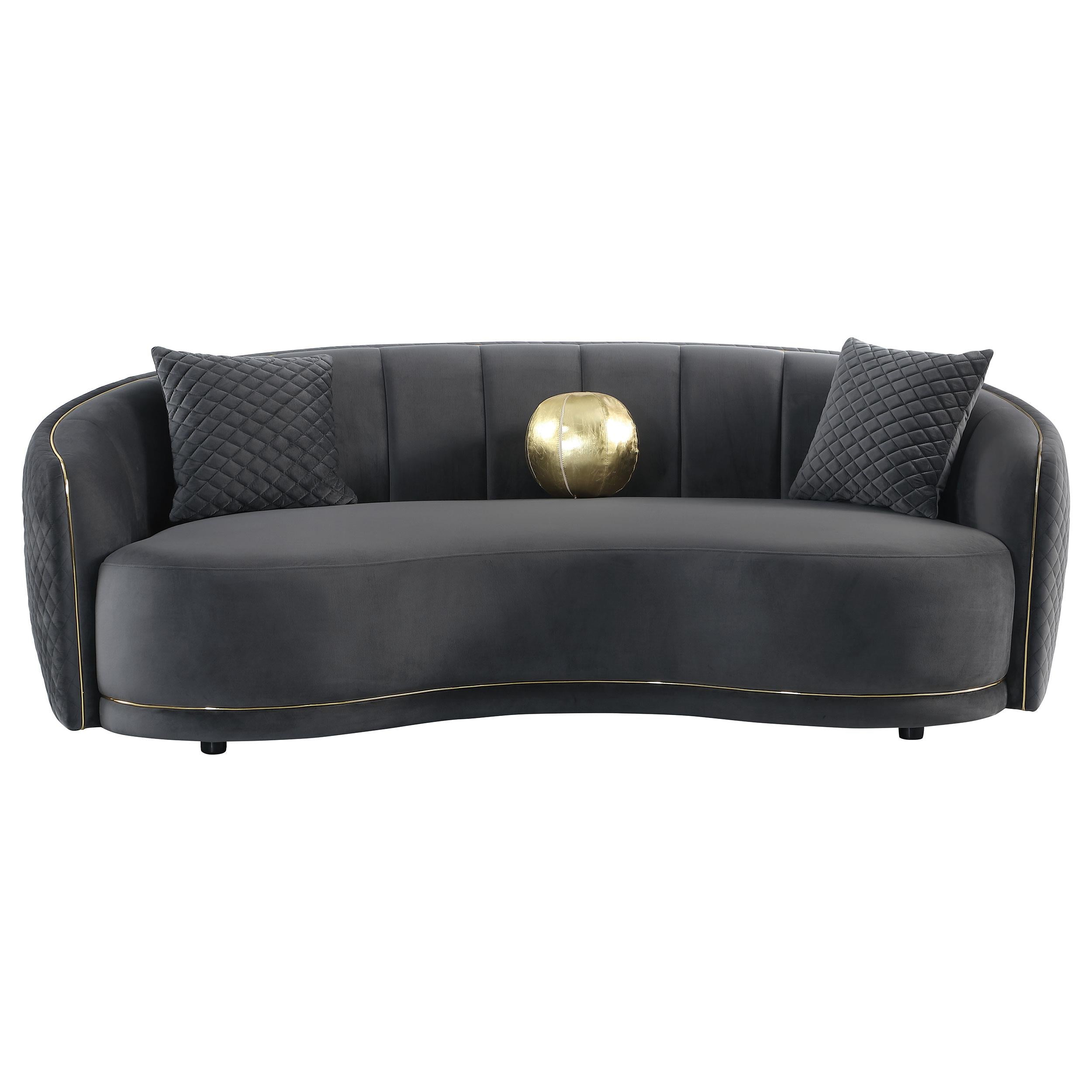 Coaster Furniture Brookside 504844 Velvet Upholstered Curved Sofa - Dark Grey - Image 2