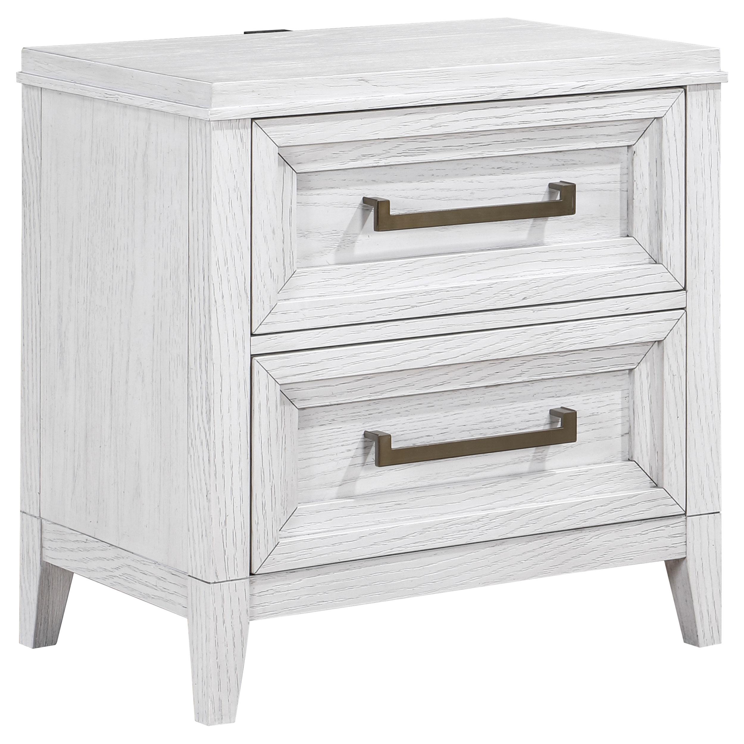 Coaster Furniture Marielle 224842 2-Drawer Nightstand Bedside Table - Distressed White - Image 1