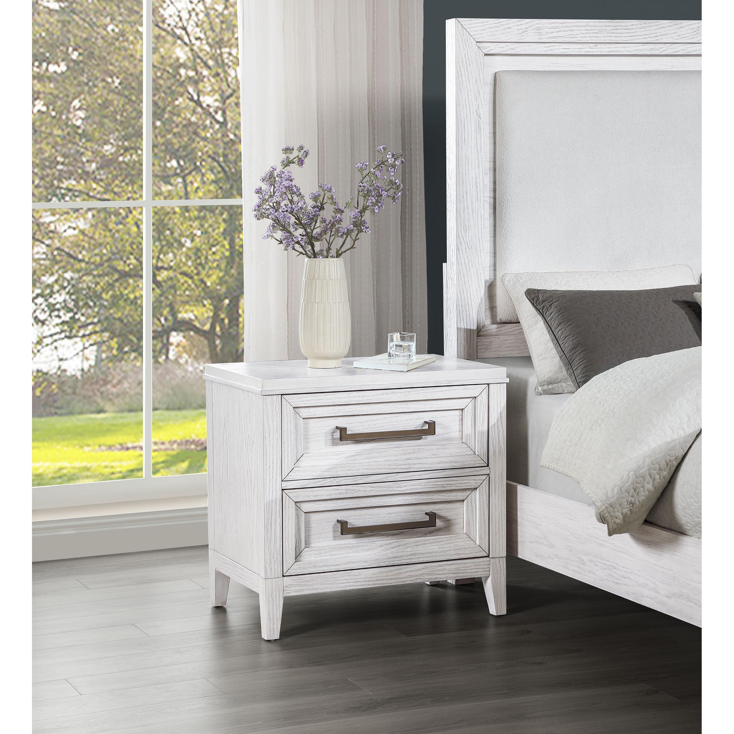Coaster Furniture Marielle 224842 2-Drawer Nightstand Bedside Table - Distressed White - Image 2