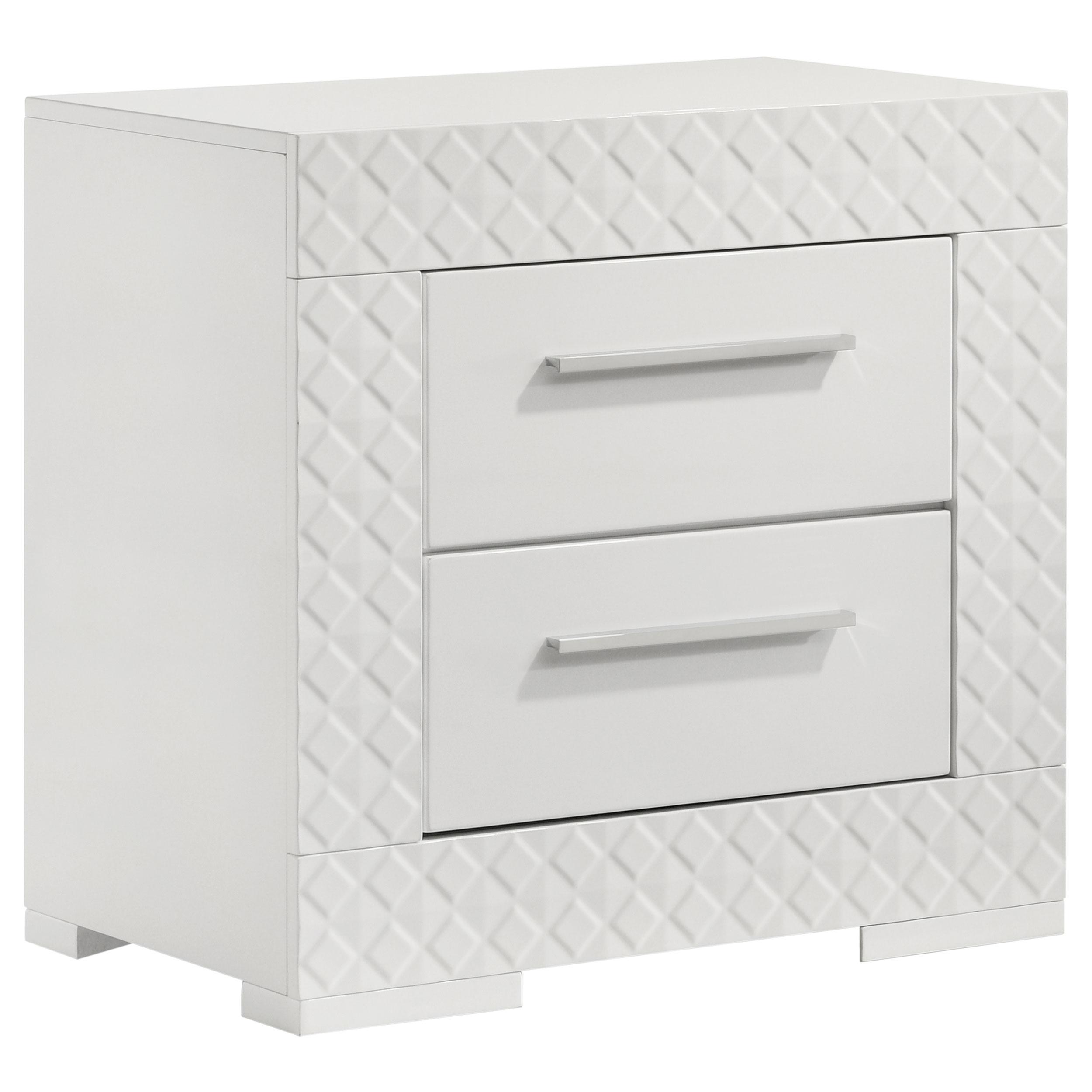 Coaster Furniture Ives 224942 2-Drawer Nightstand Bedside Table – White High Gloss