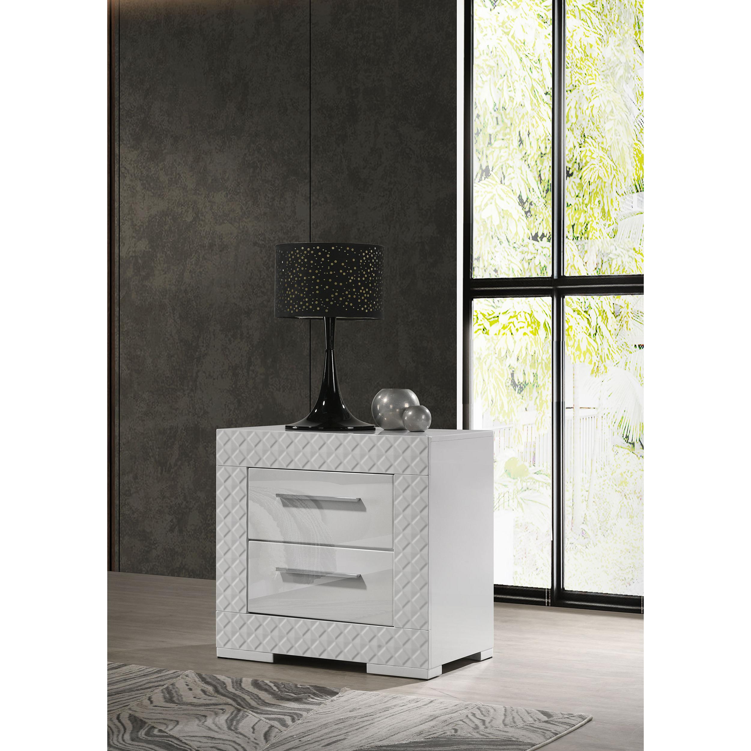 Coaster Furniture Ives 224942 2-Drawer Nightstand Bedside Table - White High Gloss - Image 2